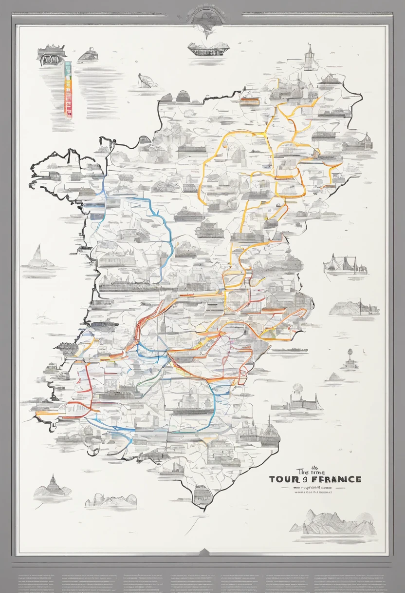 the map with the 21 stages of the Tour de France