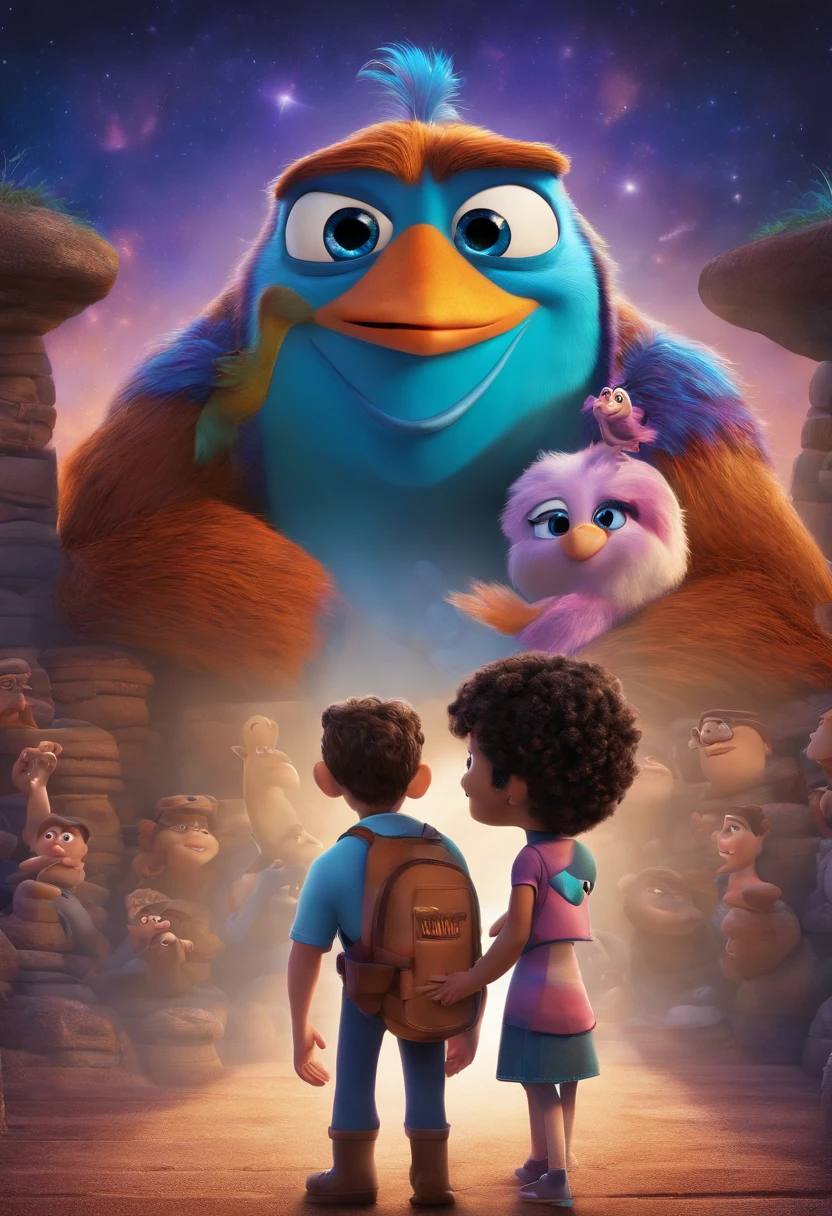 movie 2023 style movies Pixar, with name "Metamorfosis", poster, with credits