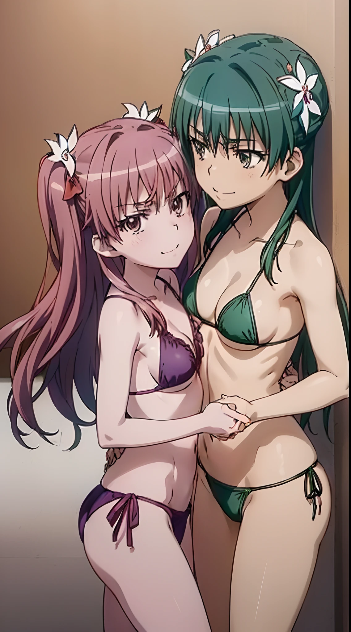 femele,,((())),(((Nariko Saten)))(Kuroko Shirai)(((Two people hugging each other and putting their breasts together))(((smil))),stares at the camera,(((maikurobikini)))swimming pools,Best Quality, masutepiece, Extremely detailed, High resolution, 4K, Ultra High Resolution, Detailed shadows, Perfect Light and Shadow,