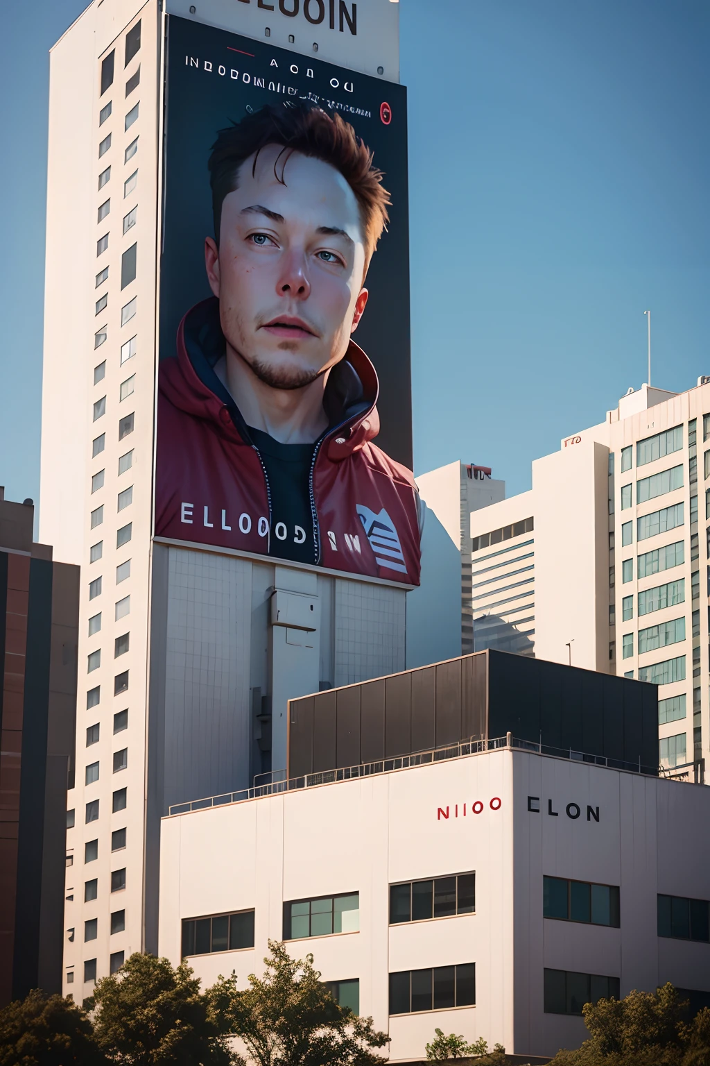 Elon Musk on bitcoin billboard --auto