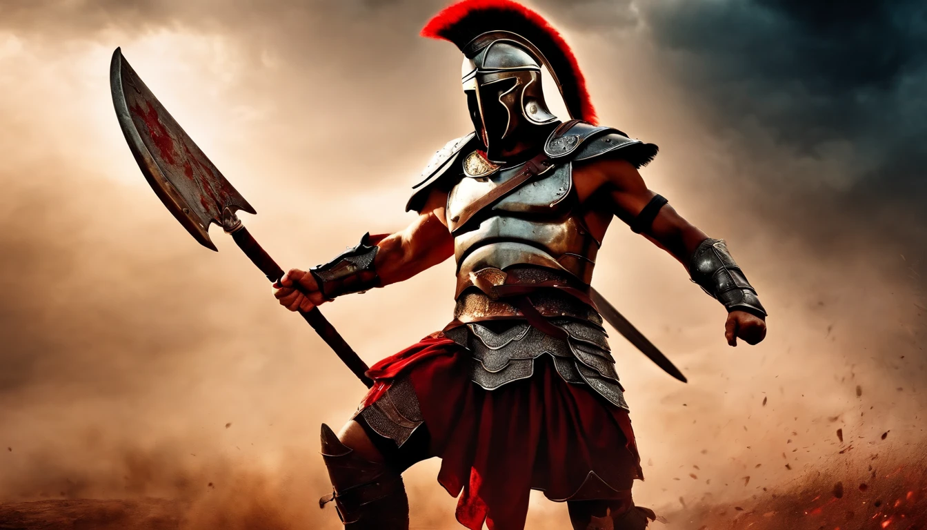 spartan warrior, Fighting , Bloody armor, Epic, 8K