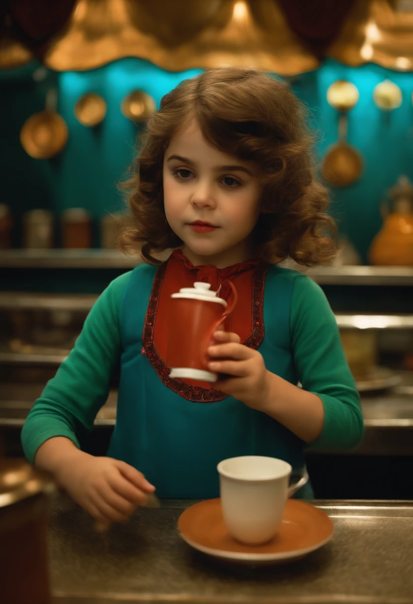 Child girl from the movie The Orphan putting poison in her parents' café