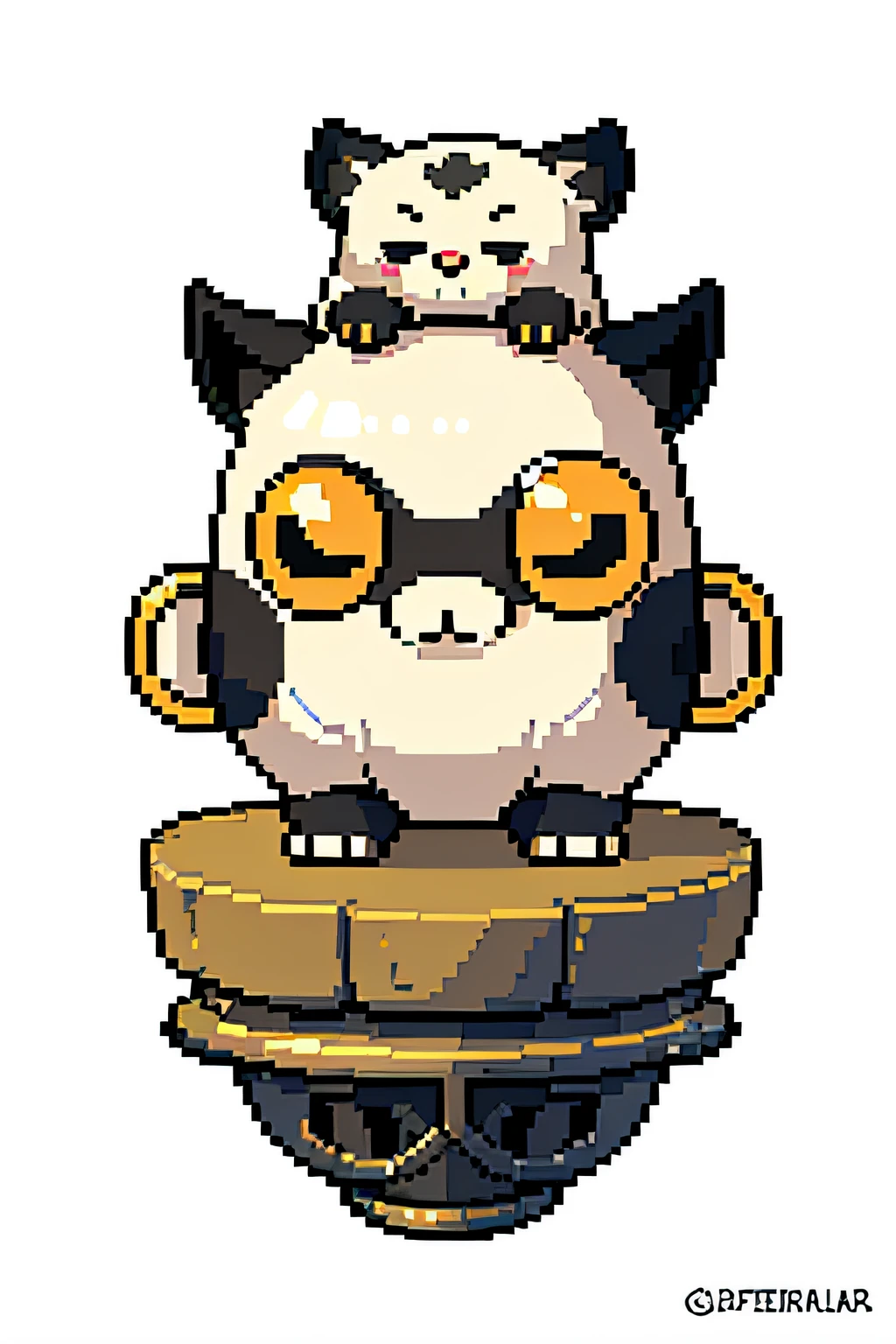 pixel, pixel art,cute cartoon sticker of steampunk animal. vector art style. negative backgroung, 10 colors max, oltined white white borde