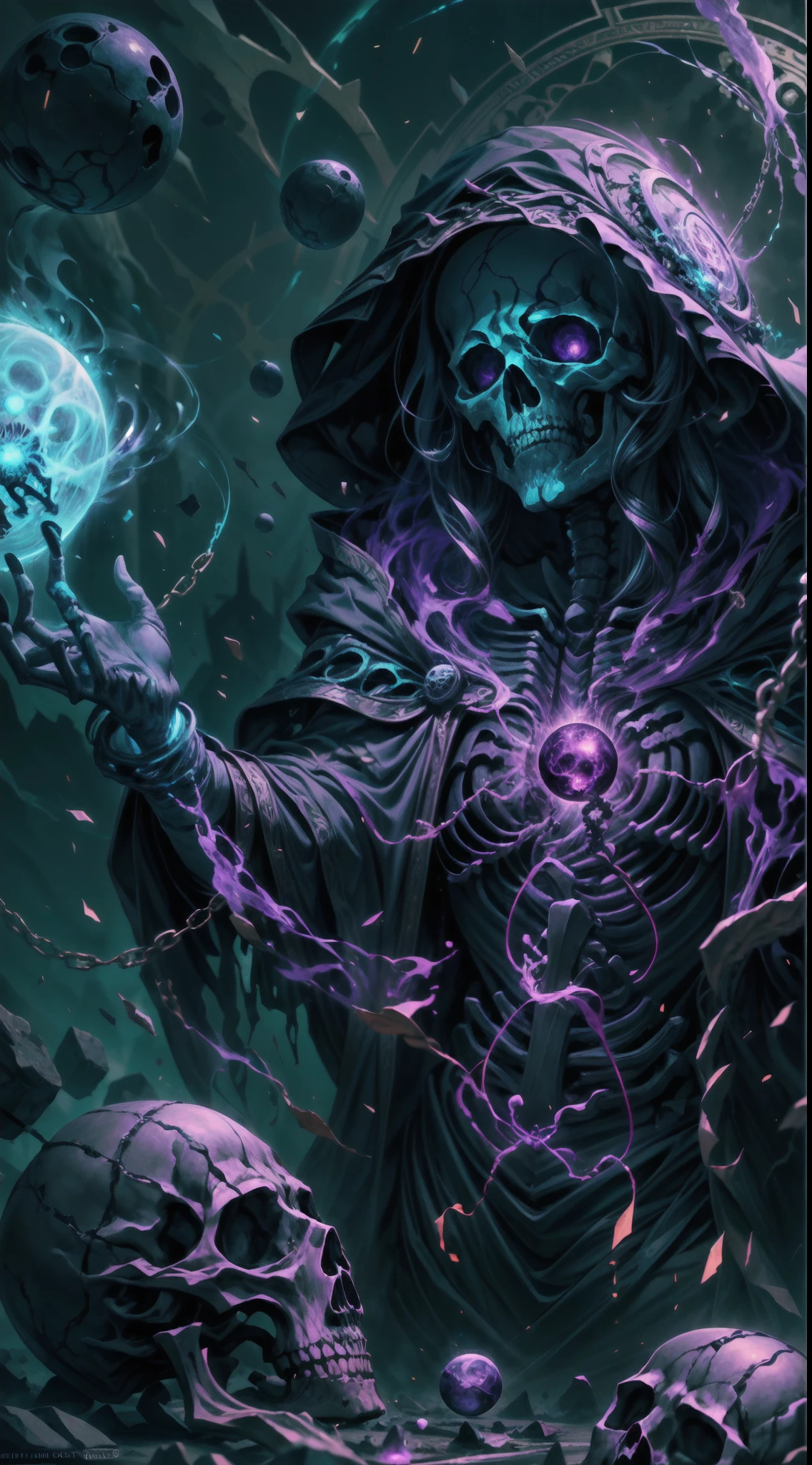 undead necromancer manipulating time magic, evil spells, time flow, necrotic,ChronomancyAI,NecromancyAI fcPortrait
