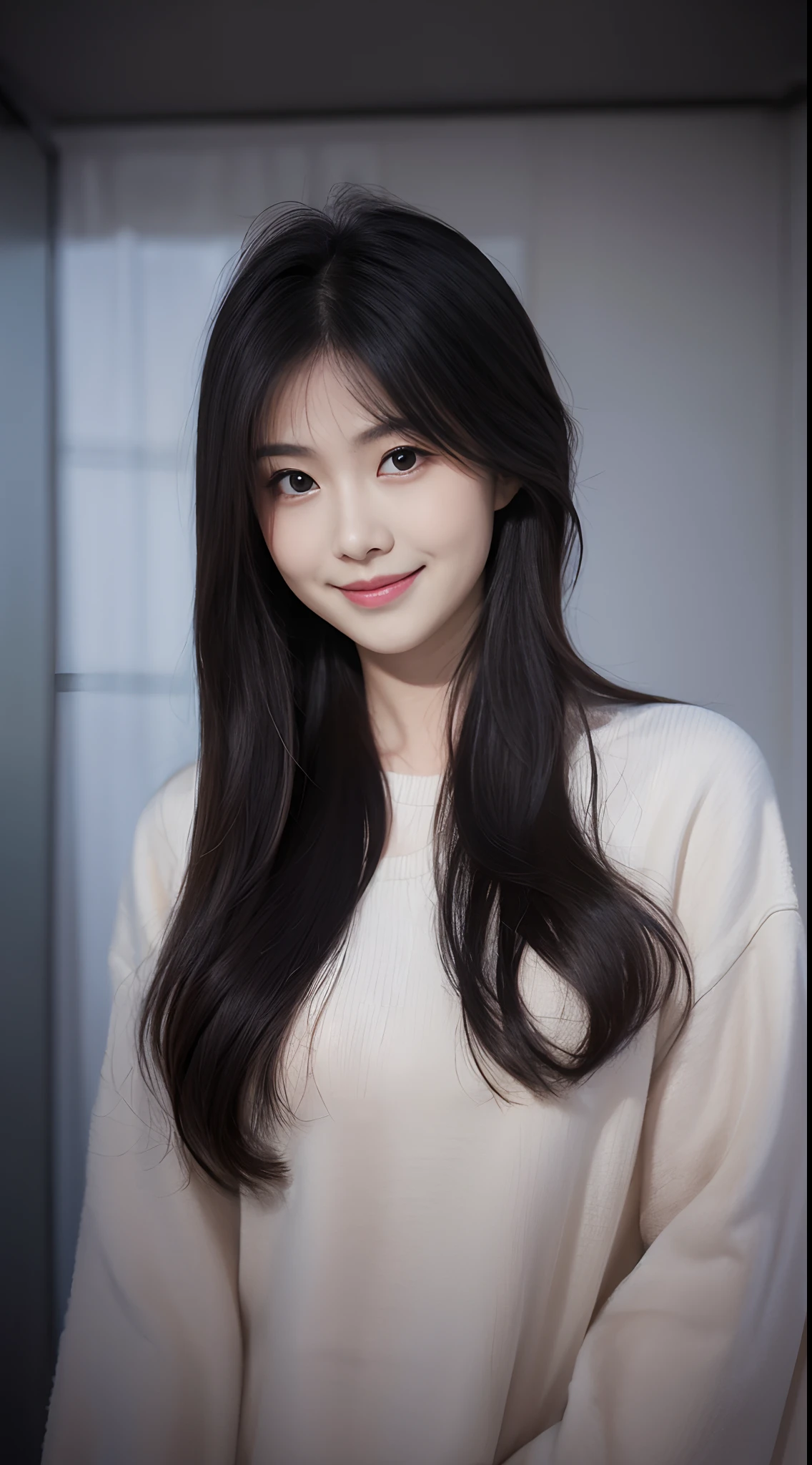 1girll,Fake smile,mid - length hair,In the dark,deepshadow