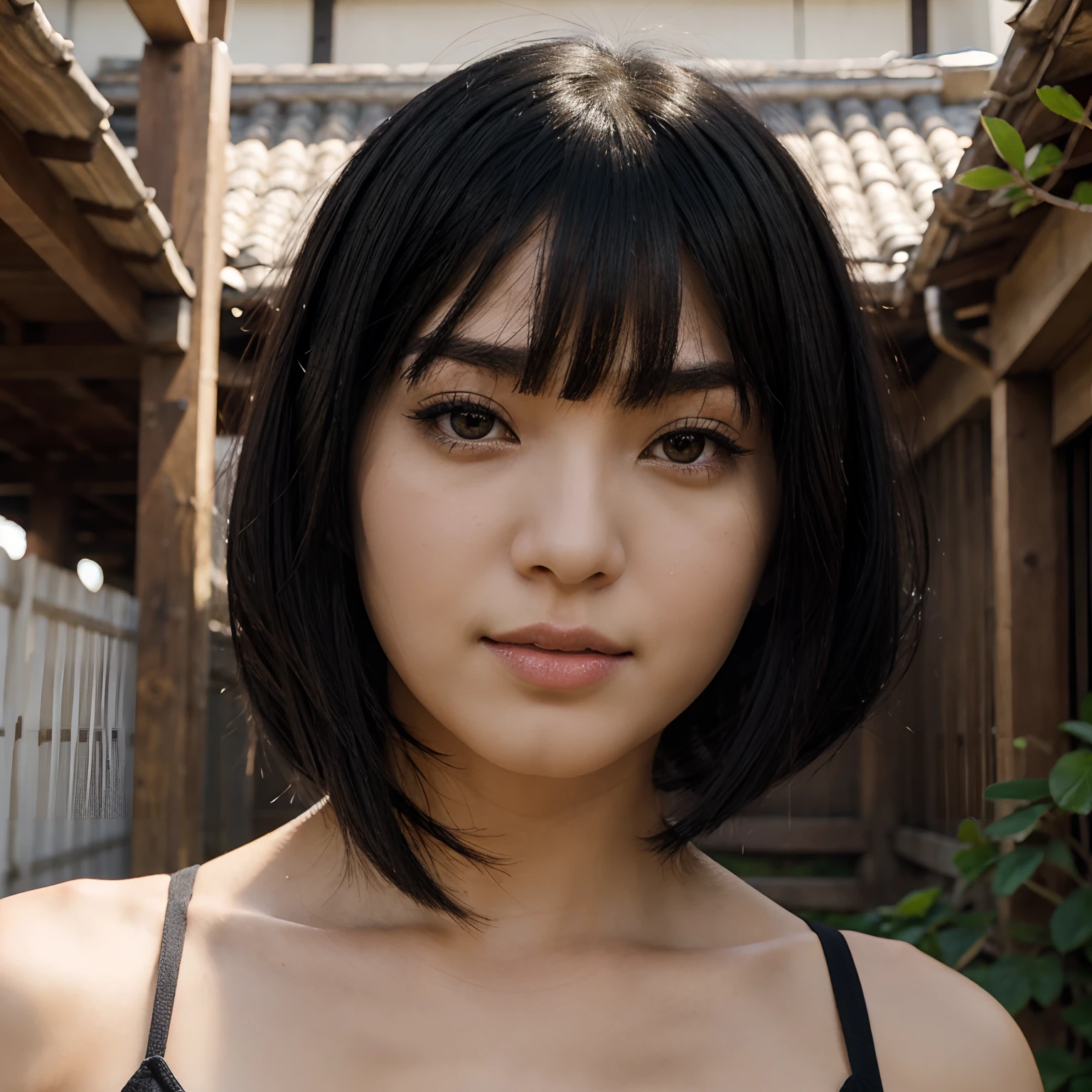 Japan 155cm Fair Skin Black Hair Bob Cut Teardrop Big Tits