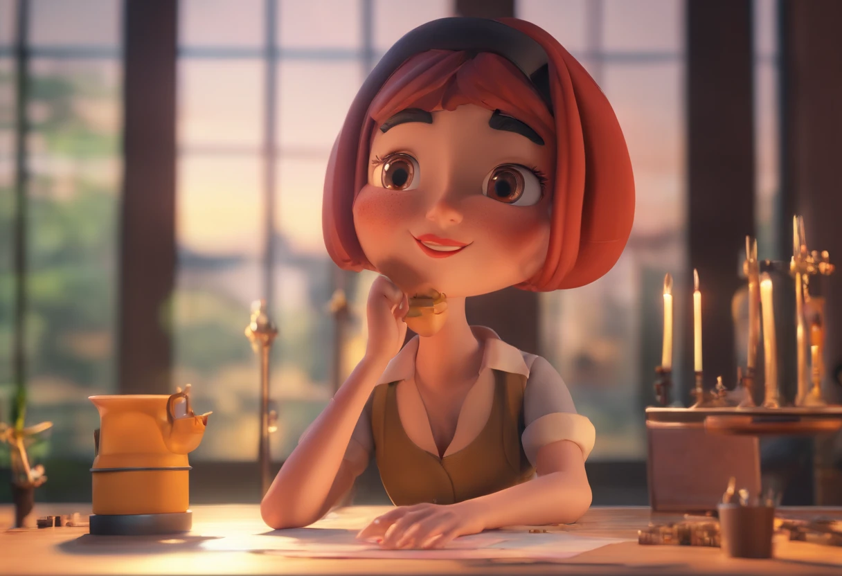 make a 4K woman animation character 30 years old with mysterious background vibes