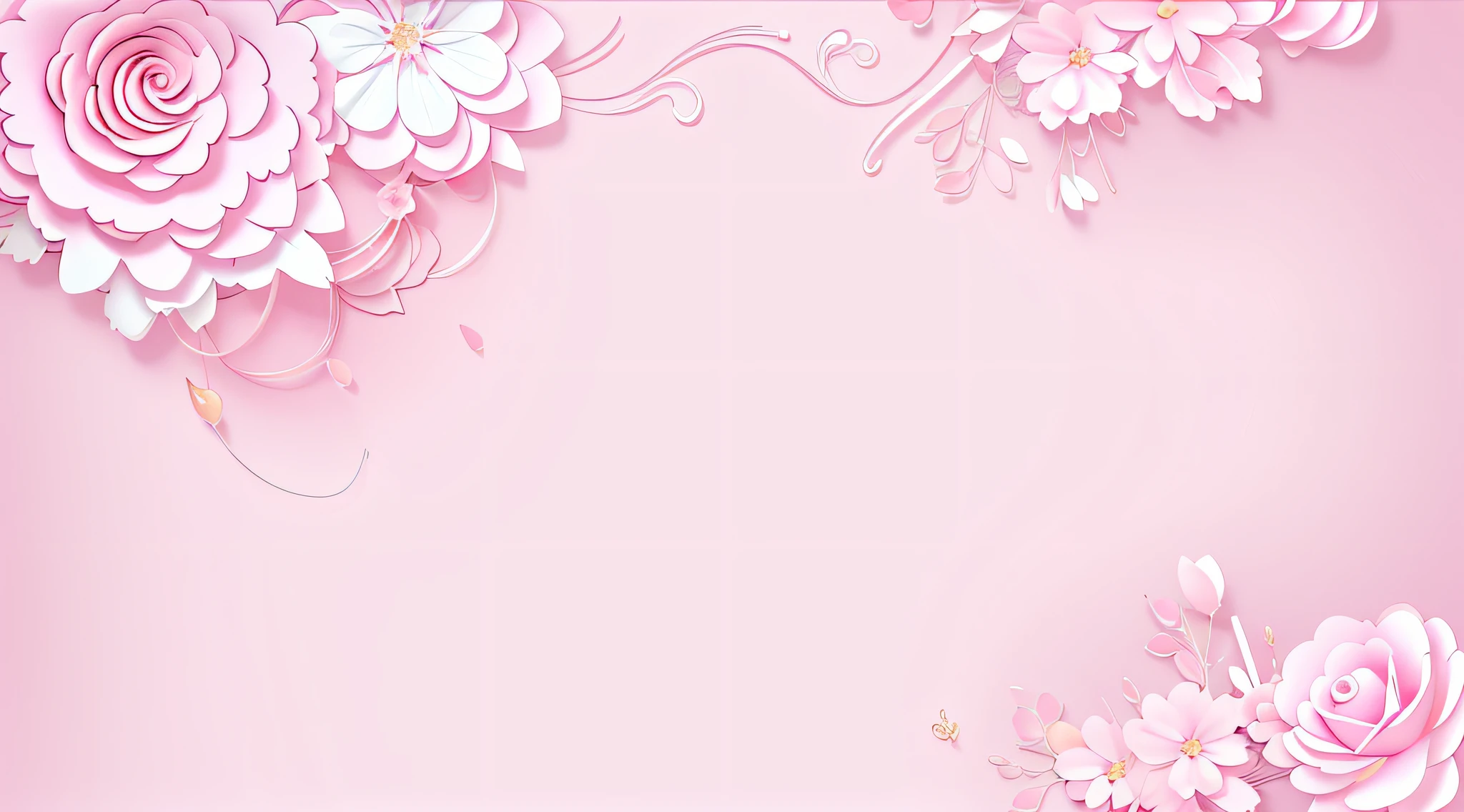there is a pink background with paper flowers and pearls, pink background, light pink background, rose background, pink petals, flower background, pink flowers, flowers background, flowers in background, pink pastel, pink zen style, roses background, minimal background, minimalist background, dull pink background, shades of pink, background natural flower, pastel flowery background, minimal pink palette
