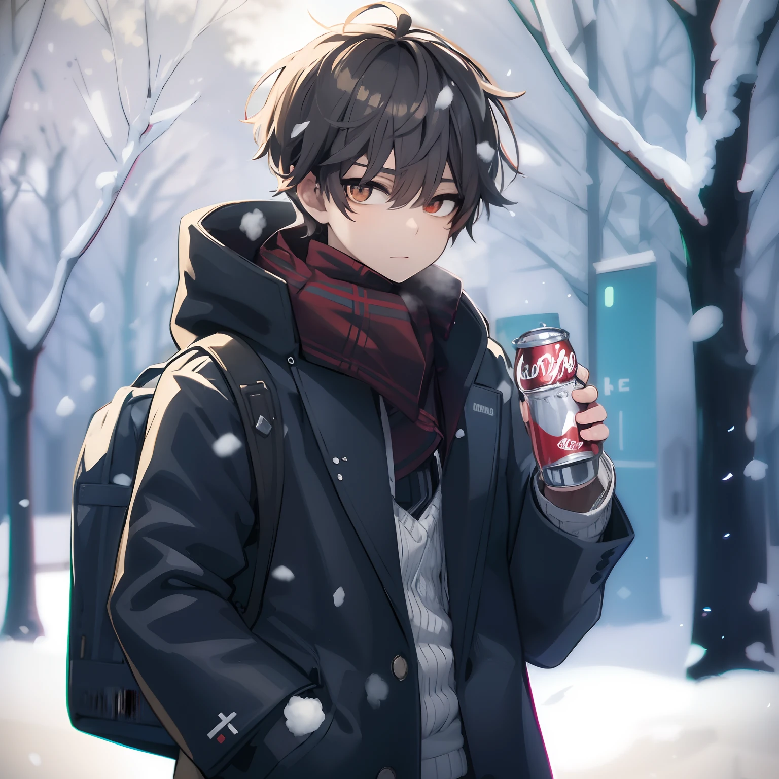 menino anime no casaco de inverno segurando uma lata de coca-cola, por Yuumei, anime moe artstyle, Papel de parede anime 4k, Anime Wallpaper 4k, 4k anime wallpapers, Anime Art Wallpaper 8K, Anime Art Wallpaper 4K, Anime Art Wallpaper 4K, estilo anime 4K, 4 k manga wallpaper, menino anime, trending on artstation pixiv