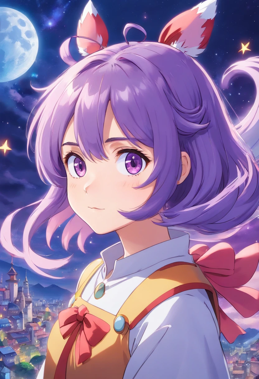 Character anime girl, purple hair, magical girl