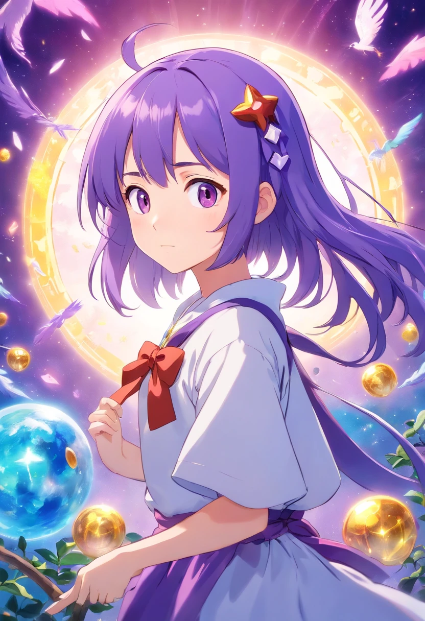 Character anime girl, purple hair, magical girl