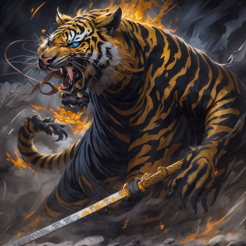 Night Tiger Demon 32K,Phoenix Immortal Demon Realm, Chance encounter with Liu Hanshu, He saw in him his former self, It was decided to take him as an apprentice, Teach him how to protect himself, But because of the Tibetan star map, Phoenix and the Liu family、The Jade Sword Sect establishes relationships, It opens with the death of Liu Hanshu, Qin Yu embarked on the road of confrontation with a strong enemy, Working hard, Make yourself stronger, Stick to your own core path of justice, (Tiger demon)eyes filled with angry,The monitor lizard clenched its fists,Rush up,Deliver a fatal blow to your opponent,full bodyesbian,Full body Night Tiger Demon Male Mage 32K(Masterpiece Canyon Ultra HD)Night Tiger Demon(canyons)Climb the streets, The scene of the explosion(canyons), (Night), The angry fighting stance of the Night Tiger Demon, looking at the ground, Batik linen bandana, Chinese python pattern long-sleeved garment, canyons(Abstract propylene splash:1.2), Dark clouds lightning background,Flour flies(realisticlying:1.4),Black color hair,Flour fluttering,rainbow background, A high resolution, the detail, RAW photogr, Sharp Re, Nikon D850 Film Stock Photo by Jefferies Lee 4 Kodak Portra 400 Camera F1.6 shots, Rich colors, ultra-realistic vivid textures, Dramatic lighting, Unreal Engine Art Station Trend, cinestir 800,Flowing black hair,(((Jungle Canyon)))The wounded lined up in the streets(vale)Climb the streets,Movie master real-time image quality(tmasterpiece,k hd,hyper HD,32K)Night Tiger Demon(Linen batik scarf), Combat posture, looking at the ground, Linen bandana, Chinese night tiger demon pattern long-sleeved clothing,Night Tiger Demon(Abstract gouache splash:1.2), Dark clouds lightning background,sprinkling