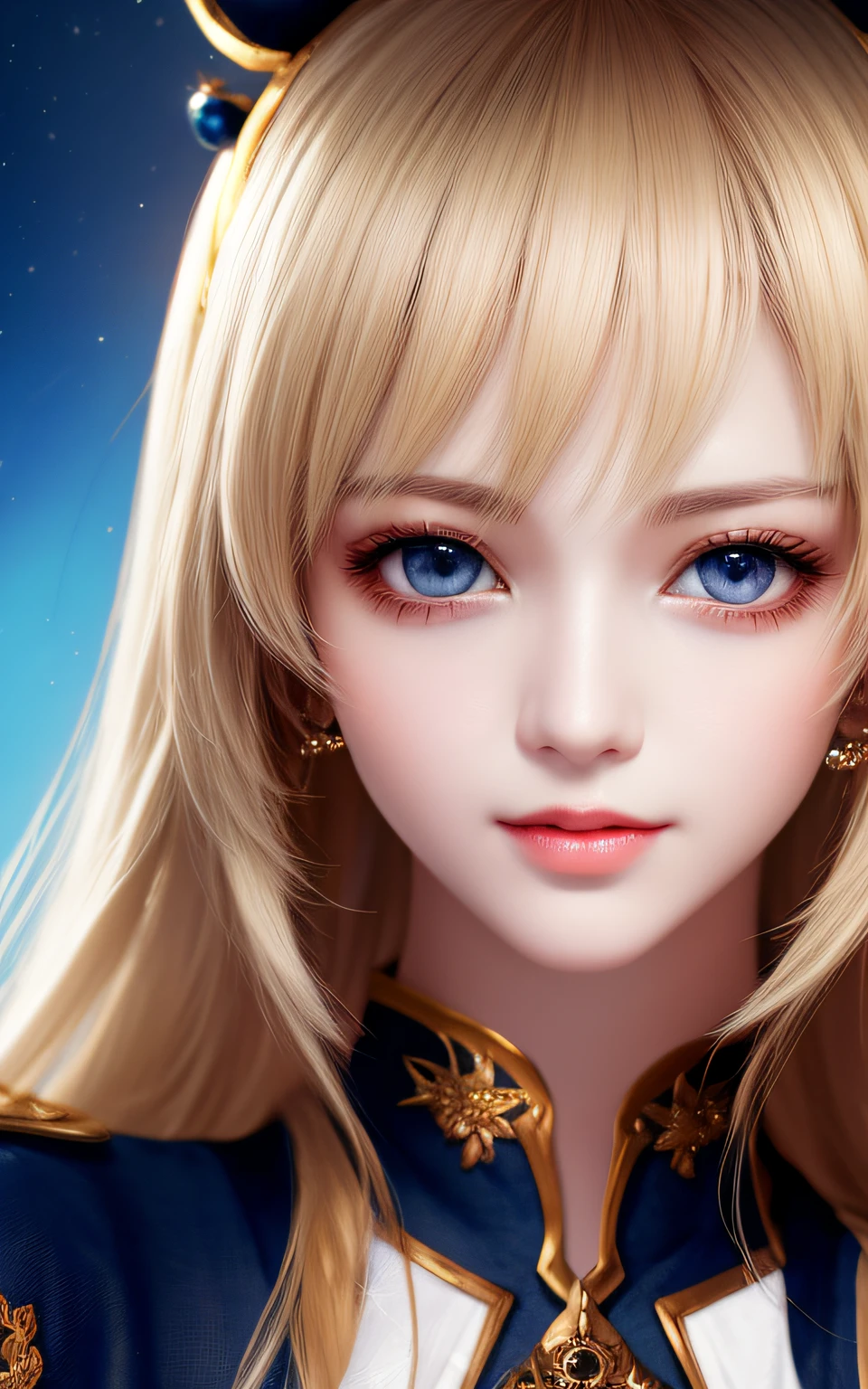 animesque、anime styled、ssmile、portraitures、Beautifully moisturized amber eyes like clear glass、Beautiful blonde hair without hair ornaments, extremely detailed eye and face, Beautiful detailed eyes, huge filesize, ultra-detailliert, hight resolution, ighly detailed, top-quality, masterpiece, illustratio, ighly detailed, nffsw, unification, 8k wallpaper, splendid, finely detail, 32Year old girl