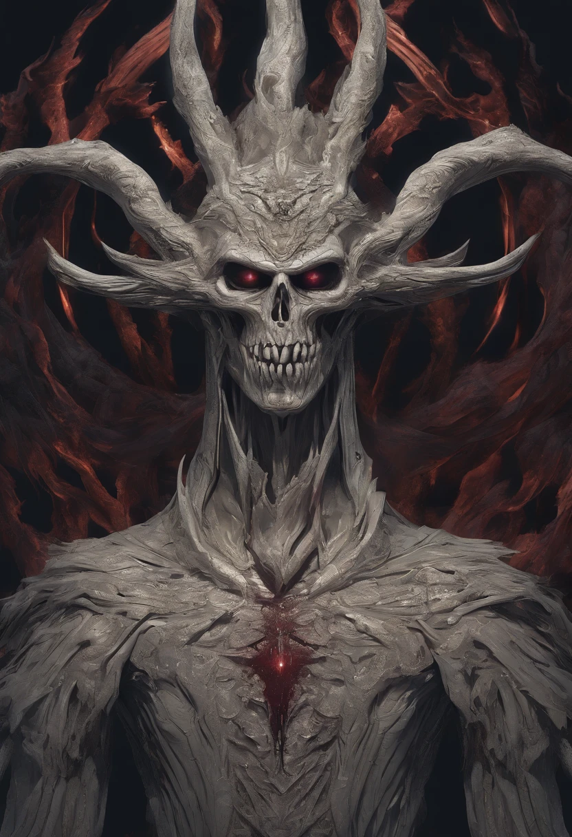 (best quality,4k,8k,highres,masterpiece:1.2),ultra-detailed,(realistic,photorealistic,photo-realistic:1.37),the lich from Adventure Time,chaotic evil,menacing presence,dark aura,unearthly atmosphere,red glowing eyes,sharp teeth,decayed and bony appearance,magic powers,tattered cloak,ominous background,ominous shadows,lurking in shadows,ominous atmosphere,dark magic,evil grin,evil laugh,spreading darkness,creating mayhem,gloomy lighting,horror,otherworldly being,burning desire for chaos,dark intentions