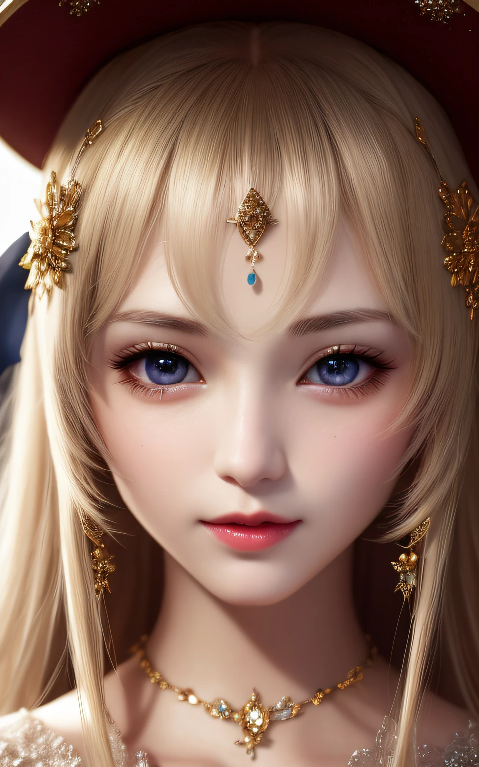 animesque、anime styled、ssmile、portraitures、Beautifully moisturized amber eyes like clear glass、Beautiful blonde hair without hair ornaments, extremely detailed eye and face, Beautiful detailed eyes, huge filesize, ultra-detailliert, hight resolution, ighly detailed, top-quality, masterpiece, illustratio, ighly detailed, nffsw, unification, 8k wallpaper, splendid, finely detail, 32Year old girl