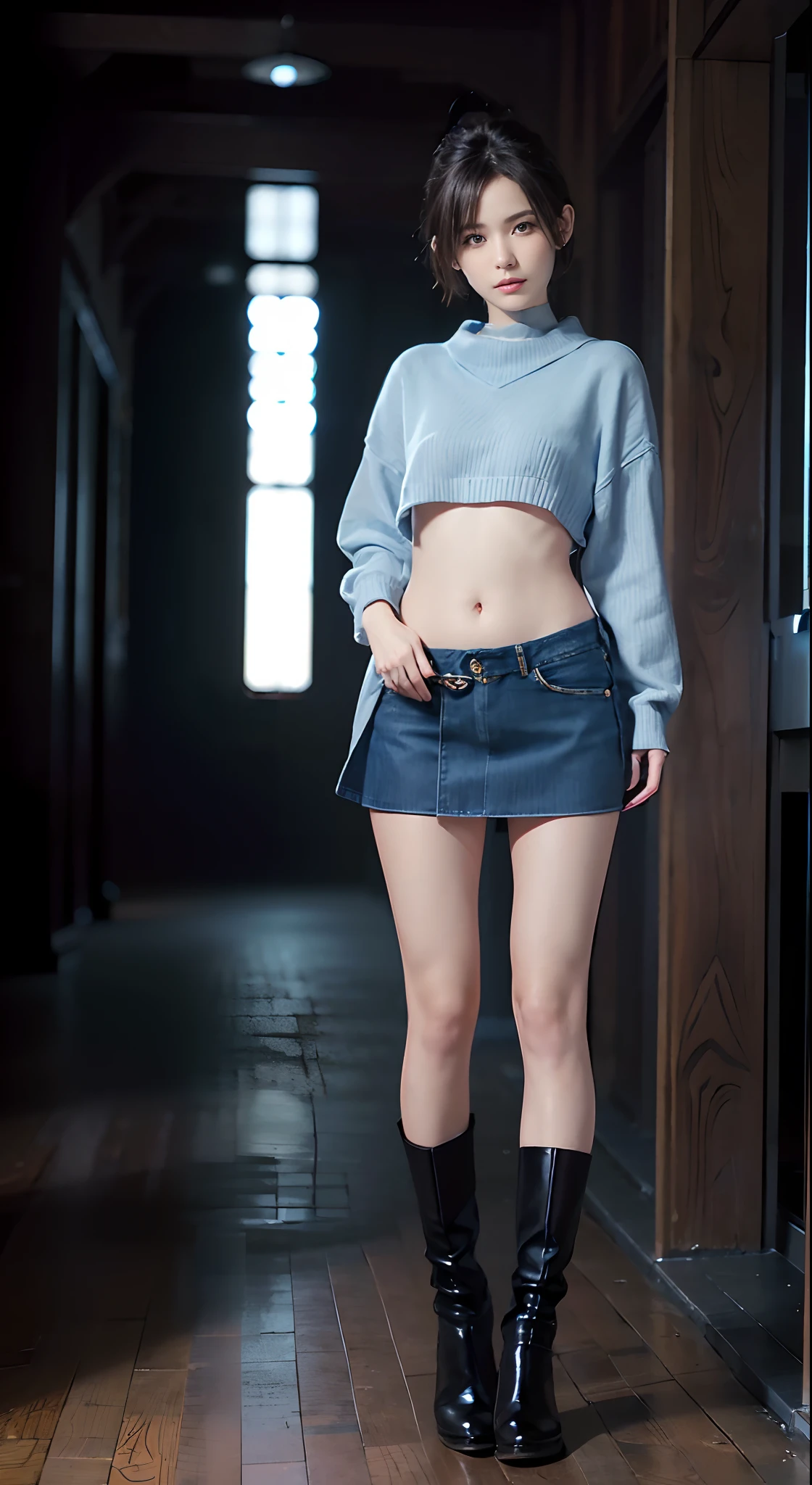 (masuter piece:1.3)、(8K、Photorealsitic、Raw photography、top-quality: 1.4)、(1girl in)、beautiful expression、(Lifelike face)、(A dark-haired、short-hair:1.3)、Beautiful hairstyle、realisticeyes、Beautiful details、(real looking skin)、Beautiful skins、enticing、超A high resolution、A hyper-realistic、high-detail、the golden ratio、