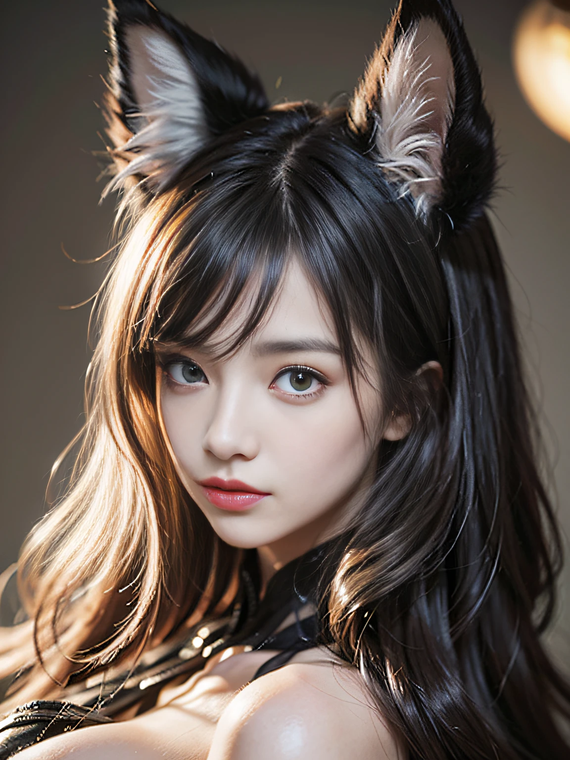 simple background,(Wearing a female catuniform and a cat ears:1.4), (ultra high res,photorealistic,realistic,best quality,photo-realistic),pureerosface_v1 <lora:more_details:1.1>, long hair, bangs,<lora:koreanDollLikeness:0.75>, ((detailed face:1.2),RAW photo, best quality), (realistic, photo-realistic:1.30), bokeh, 8k uhd, dslr, soft lighting, high quality, film grain, masterpiece,ultra realistic,32k,extremely detailed CG unity 8k wallpaper, best quality