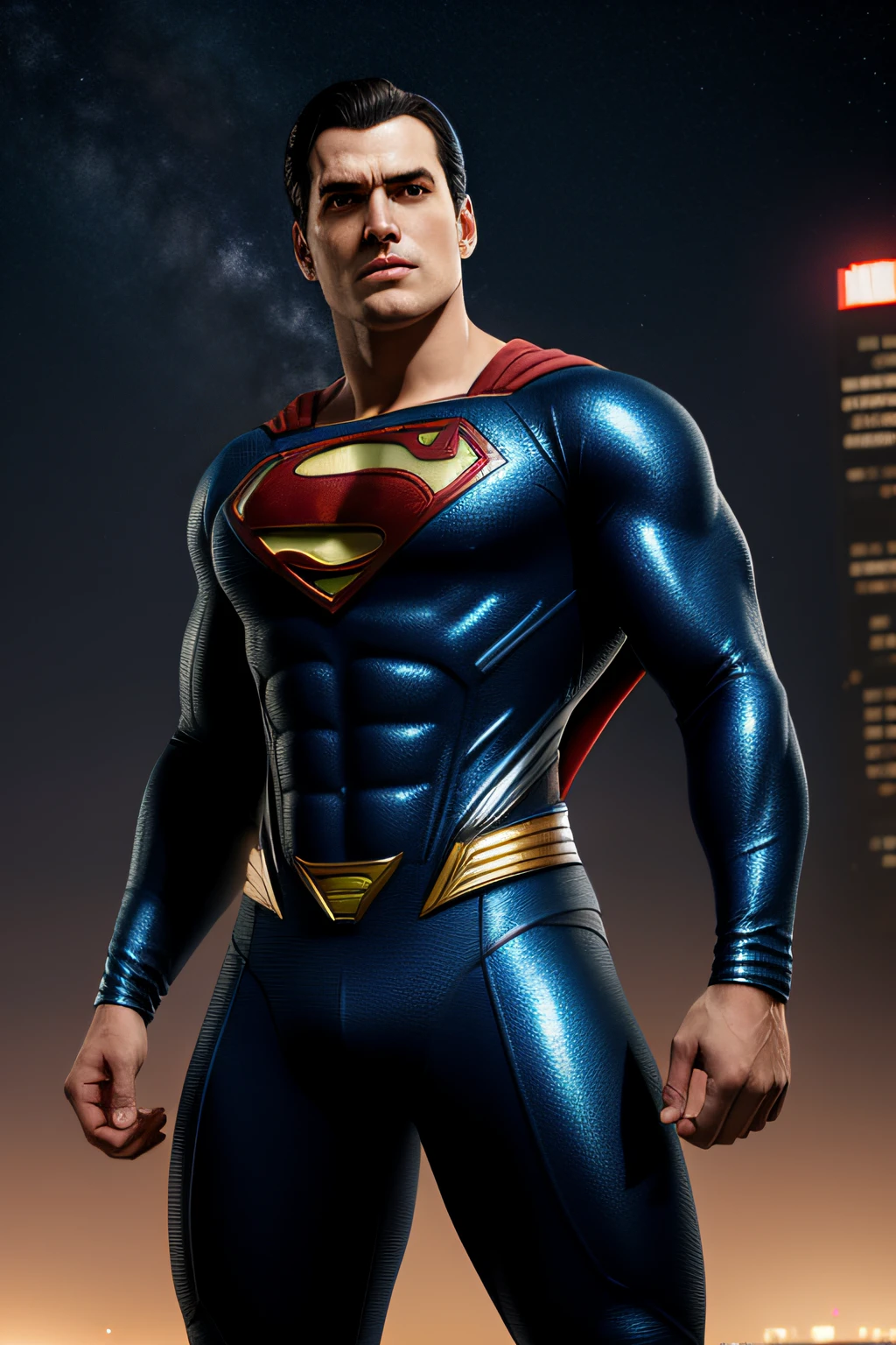 Superman realista, corpo inteiro, (velho surrado:1.3) terno de couro do superman, barba, (muscular arms:1.2),voar, Antecedentes da Cidade Cyberpunk, Nevada, Sony A7, 50 millimeters, pele fosca, Casais, cores, hiperdetalhado, hiper-realista), Realistic, fotografia, fotografia, disco Rigido, 8k, highly detailed hard drive,naturalismo,Arte da Terra,regionalismo,Vencedor do concurso da Shutterstock,trending on unsplash,destaque no Flickr