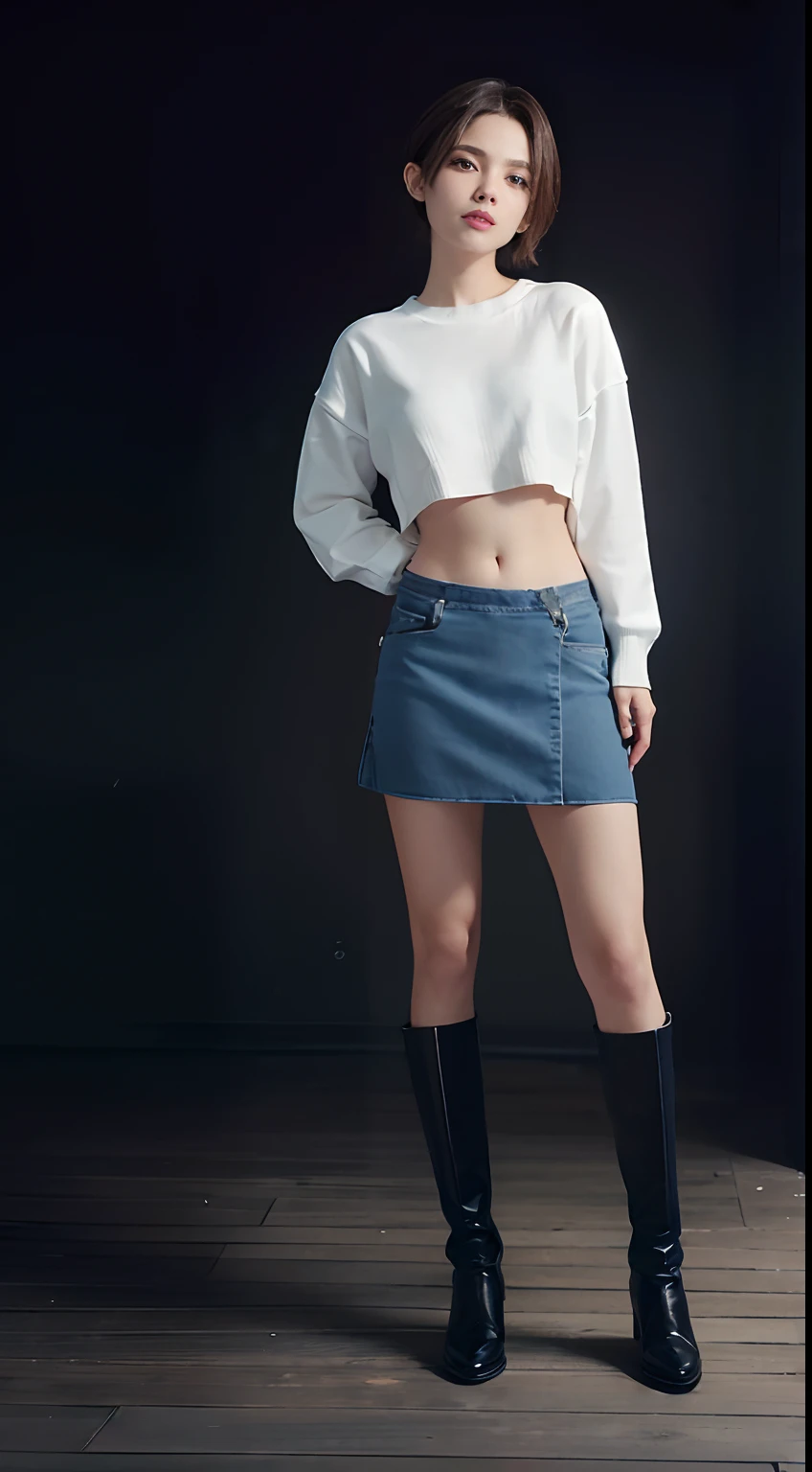 (masuter piece:1.3)、(8K、Photorealsitic、Raw photography、top-quality: 1.4)、(1girl in)、beautiful expression、(Lifelike face)、(A dark-haired、short-hair:1.3)、Beautiful hairstyle、realisticeyes、Beautiful details、(real looking skin)、Beautiful skins、enticing、超A high resolution、A hyper-realistic、high-detail、the golden ratio、