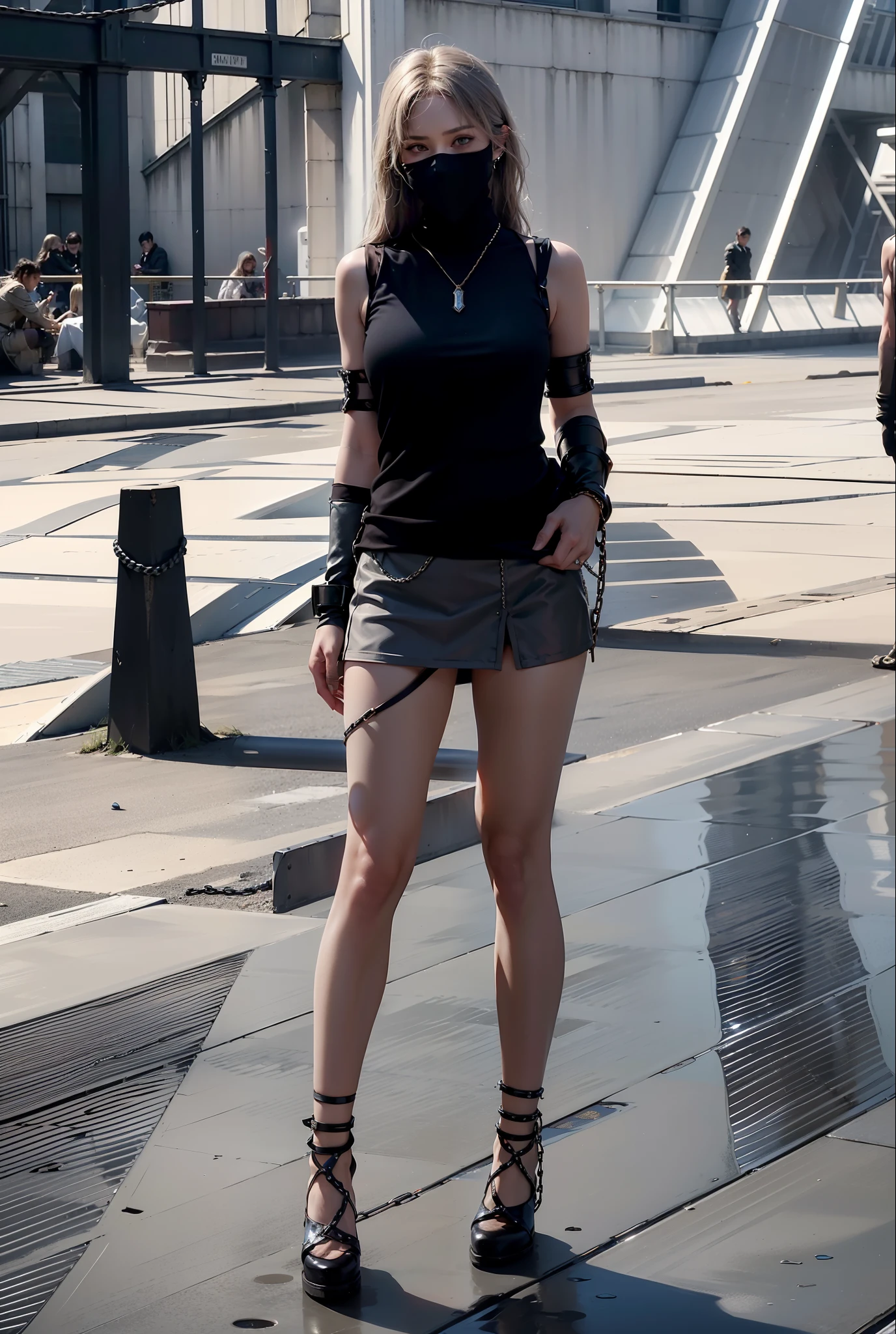 ,((Wearing a torn sheer costume of a superheroine)),(, No bra)), Wet crotch, Wet thighs, Beautiful girl with accentuated slender abs: 1.4, (((nipple tips protruding, areola is protruding, The shape of the pubic region is clearly visible)), sixpack abs: 1.4, Bust Botox, Photo, Sharpness, Unique 850 4, Koda850 k portrait camera, F1.6 shots, Ultra-realistic textures, Spectacular light textures, Cinestil 800 Fashion Mechanics, (futuristic sci-fi battle fashion: 1.1), (tied perfectly by chain), Restraint, Slaves, collars, ((wide prison with sunlight)), Dark fantasy, Realistic material details, extreme hight detail, Ultra-realistic materials ((Torn costume))), Wet, Cloudy, (Chained)), ((big emphasized by chains)), ((chains digging into crotch)), ( (Collar)), (, No bra), shredded costumes, broken golden shields and battle spears,, White combat gloves, Combat shoulder armor, Blood splattered on the face, Blood splattered, Realistic, (Bruises, Dirty, ripped clothing, skimpy clothing, Blood: 1.3), Torn Cape, Torn pantyhose, Long legs, ((iron pipe in the crotch)), Metallic shackles and fetters, ((chains hung from heaven)), Wet crotch is clearly visible, Swarovski's sword and the anatomy beneath his feet, (futuristic sci-fi battle fashion, Torn mesh stockings),