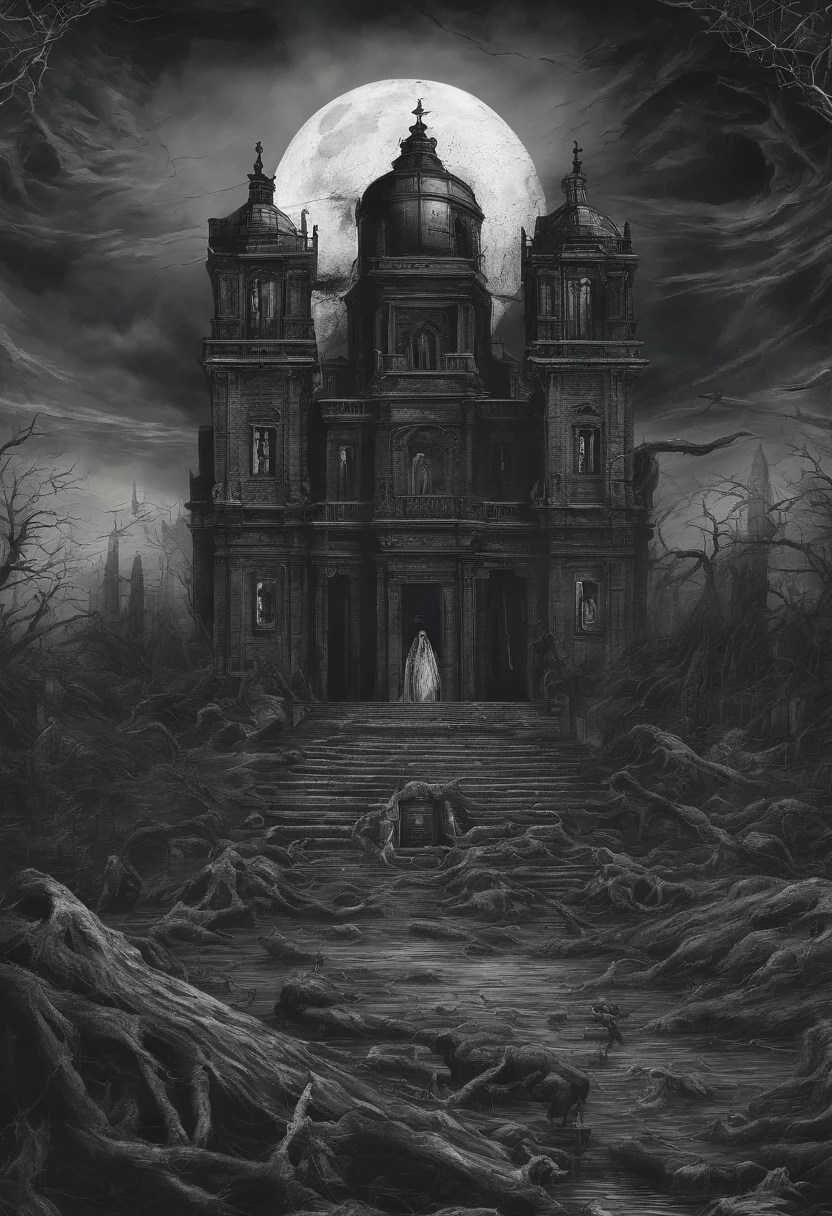 Grupo de astronaltas trocando tiro com Alienigenas Lovecraftianos , em um templo antigo na lua
