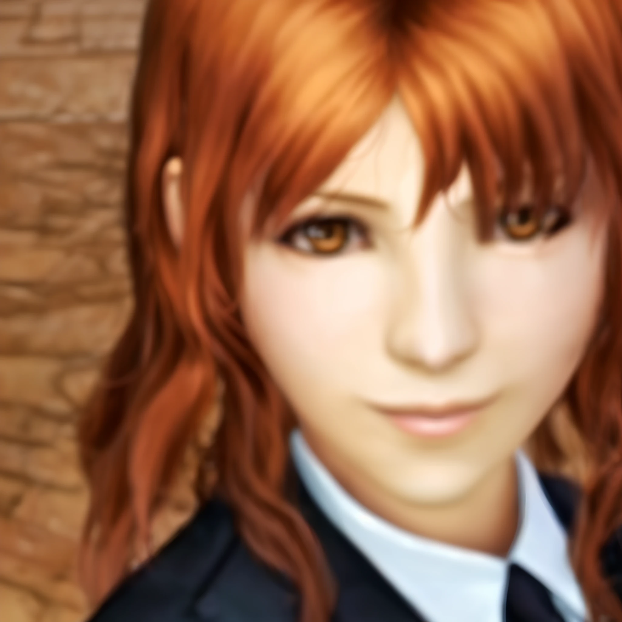 Cissnei, Il y a une femme aux cheveux roux et une cravate posant pour une photo, portrait of asuka langley soryu, realistic schoolgirl, Female protagonist, hyperrealistic schoolgirl, Sayori, Rena Nounen Style 3/4, Asuka Langley, Yayoi Kasuma, aussi, Shinkai Makoto, cyaaussie, a hyperrealistic schoolgirl