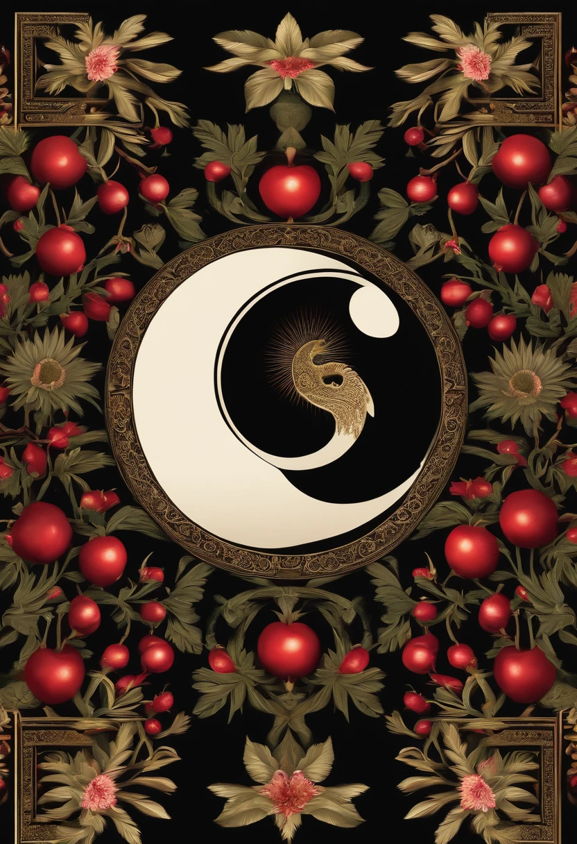 best qualtiy,daynight, yin yang, yinyang shaped, Central symmetry, cherry-cactus hybrid, Excellent digital art with rich details
