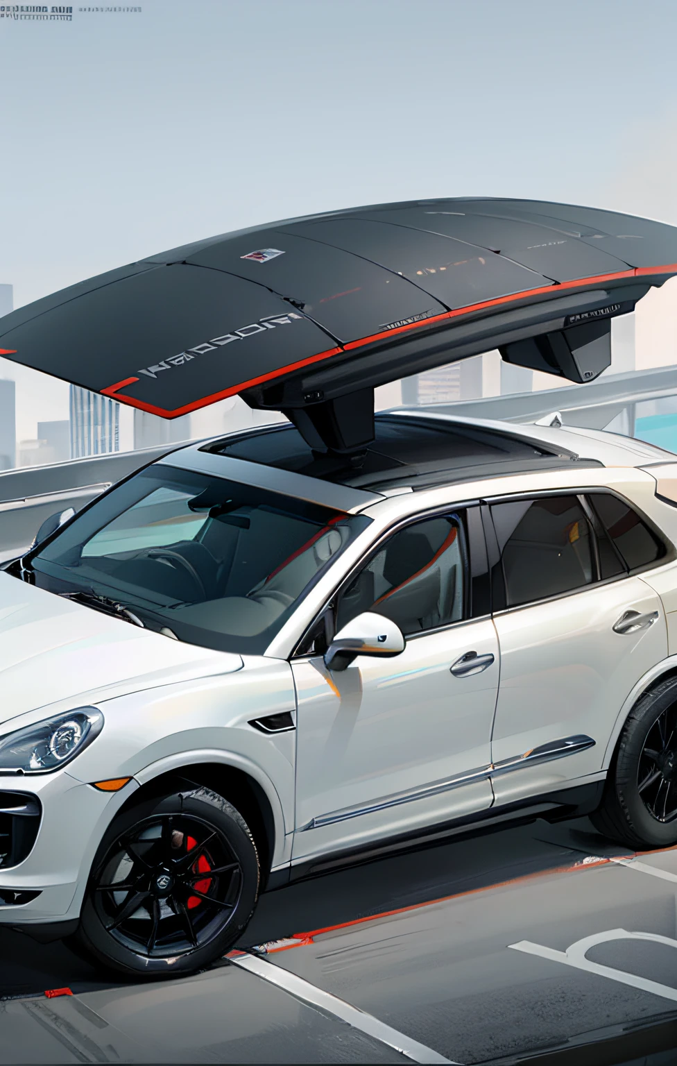 porsche design style futuristic carbonfiber rooftop , camping pod, on 2012 Brutal suv Porsche Cayenne
