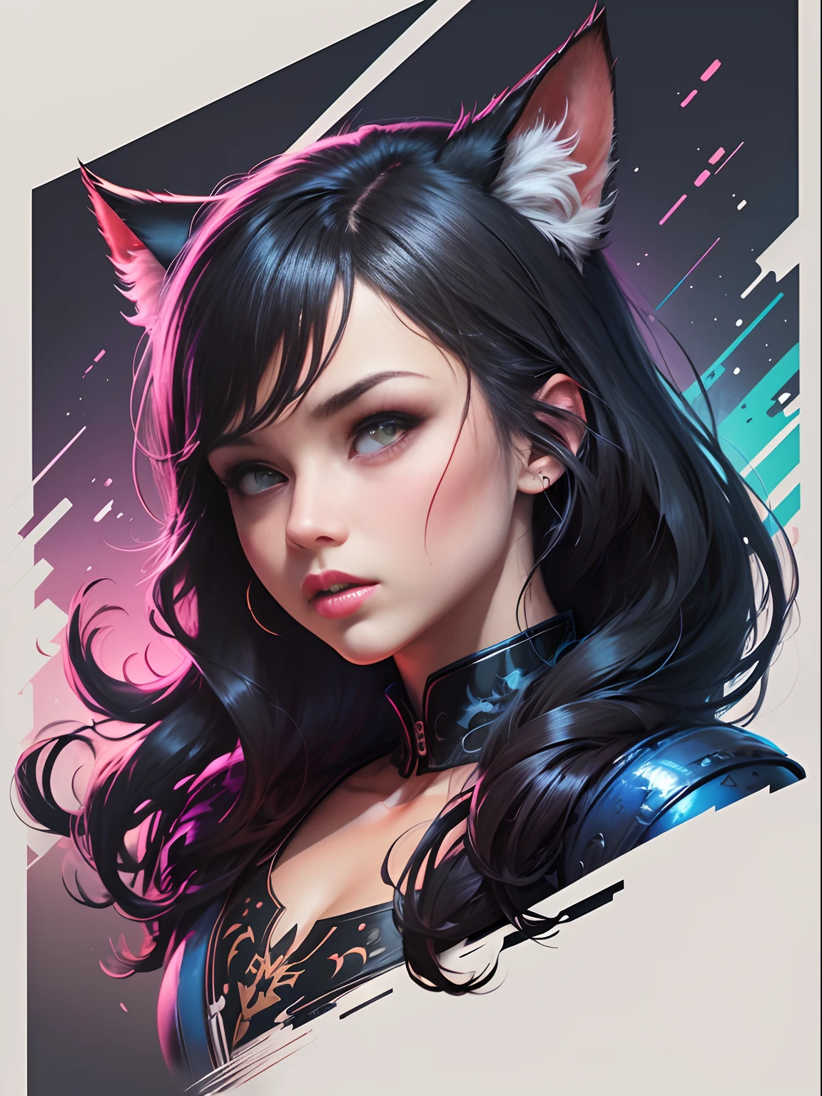 [cat] Heraldic silhouette, logo masking style illustration, by dan mumford, by greg rutkowski, by james jean, black background, fantasy art, mysterious, realistic, majestic, rich vibrant colors, high contrast, seamless watermark, artstation, deviantart, dribble, redbubble, teepublic, sharp, simple, hyper-detailed, detailed drawing, vectorize, outline, isometric style, 8k".