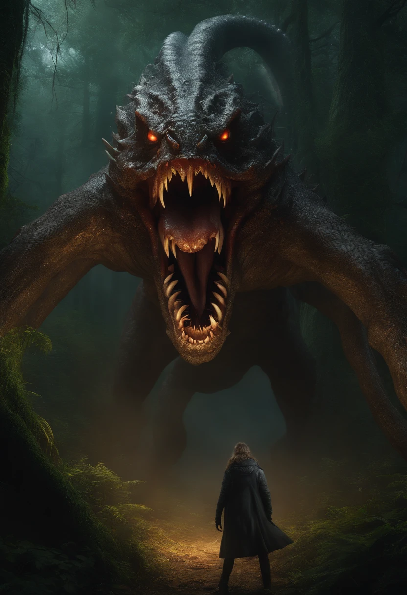(full body,terrifying detailed eyes,terrifying detailed lips,extremely detailed eyes and face,longeyelashes),(best quality,4k,8k,highres,masterpiece:1.2),ultra-detailed,(realistic,photorealistic,photo-realistic:1.37),oil painting,forest background,sharp focus,studio lighting,vivid colors,physically-based rendering,horror,kraken attacking,rpg art,rpg token,full body,big monster,terrifying creature,Fantastic digital art