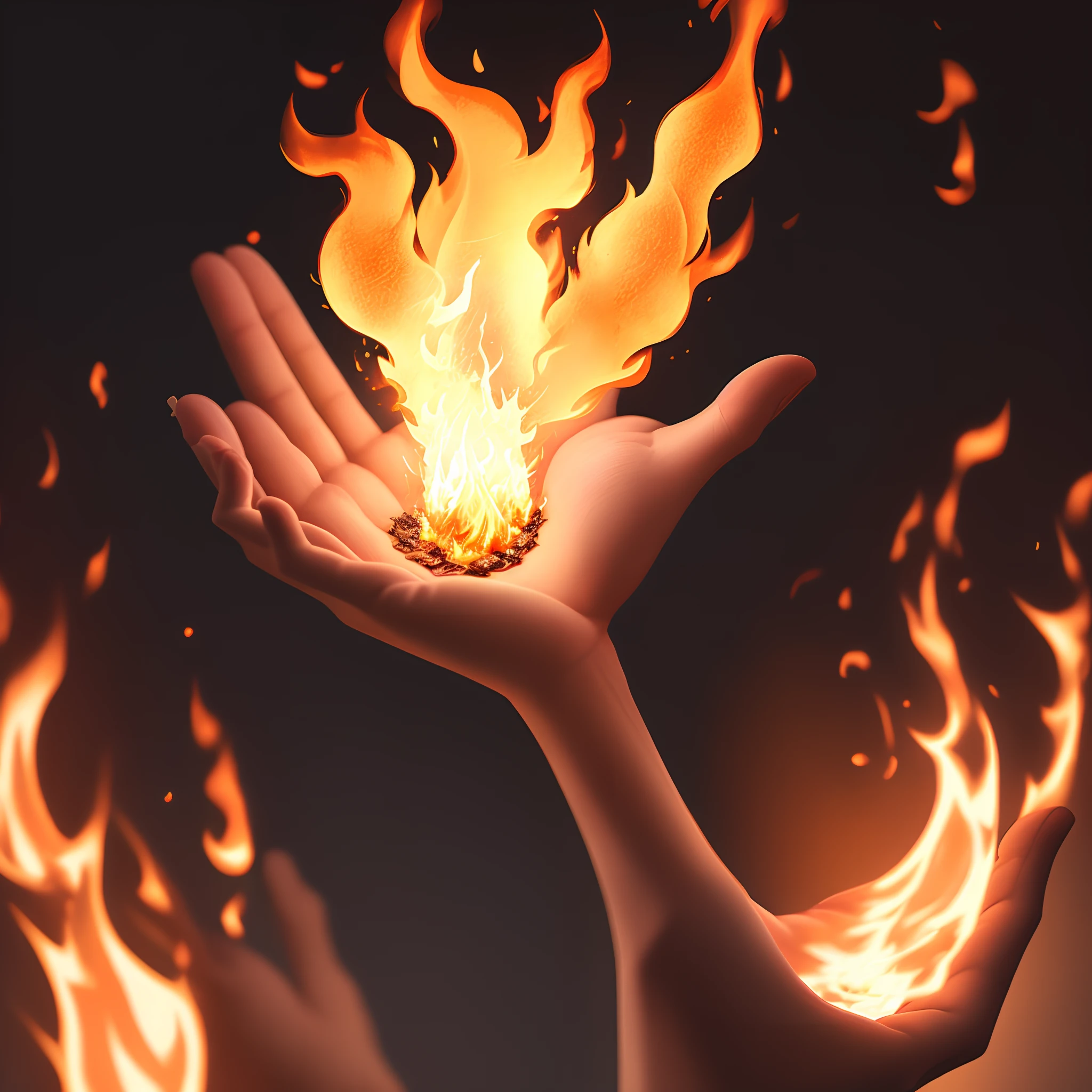 An open hand on fire