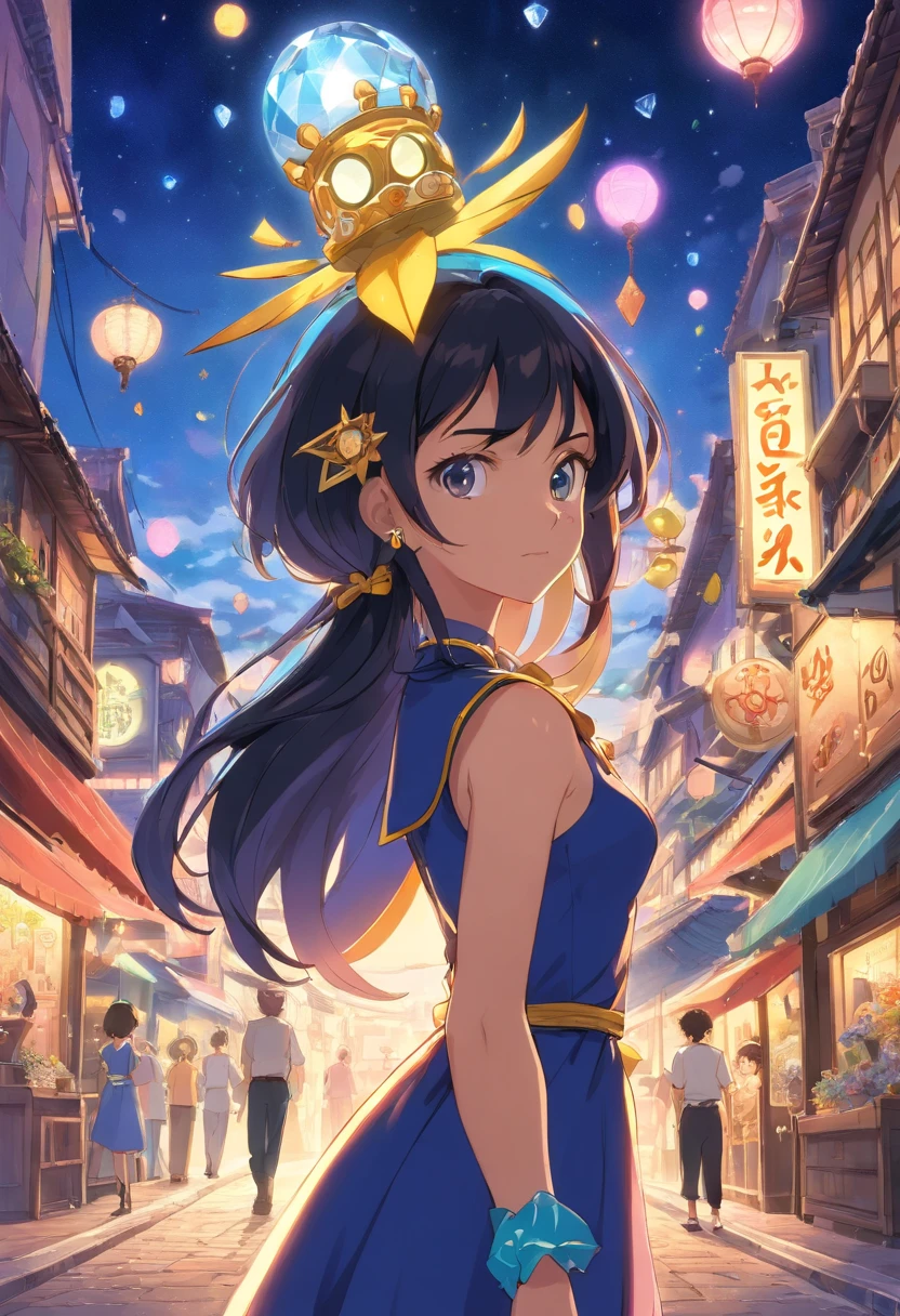 (Garota 15 anos, pele clara, olhos castanhos e cabelos castanhos cacheados) (Vestido preto, modelo fofo) (cidade de Morioh Town, diamond is unbreakeable) (Ao lado dela Rohan Kishibe parte 4 JoJo's Bizarre Adventure)