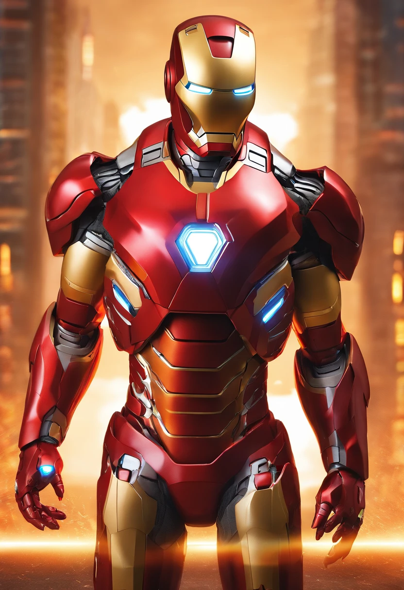 Chnge the background and make the fullbody and facr into iron man