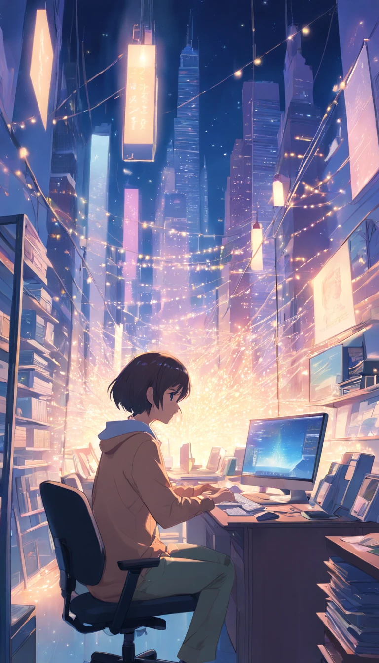 ((full of lights,Late night office),(fault,A white space,Disappeared so cleanly),(Volumes pile up,Sighed),(Past lives are not much different,Lost myths))
