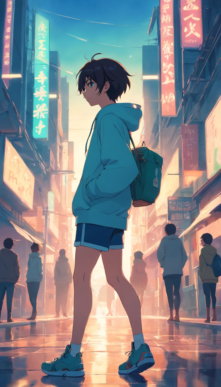 Disappeared so cleanly),(Volumes pile up，Sighed),(Past lives are not much different，Lost myths)), cinematic, tempered fade, boy, hoodie, front of dekstop, back shoot