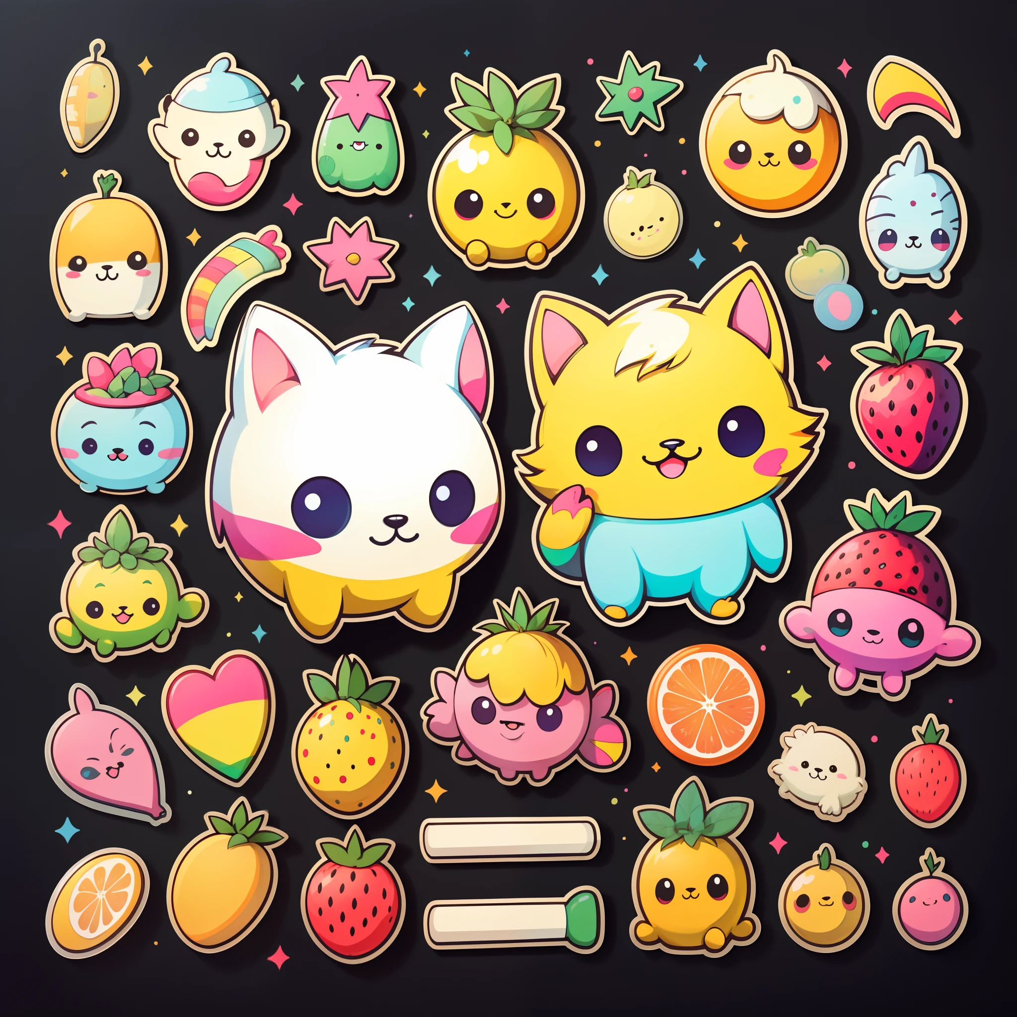Pegatinas individuales, 1pegatina, (Cereza)), backgrounid blanco, Nada de fondo, Backgound simple, min, Adolable, color pastel, estilo vectorial, sin degradado,Refinamiento。Varias frutas,Todo tipo de animales lindos
