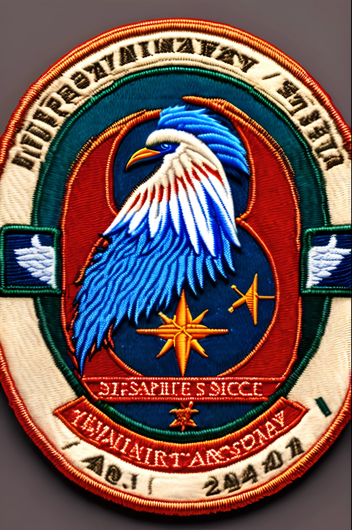 Create me a military patch in the circle containing a phoenix and the writing 23-40 which designates a company of the Air and Space Force Non-Commissioned Officers' Military Training Air Center, the color red has been assigned to the company