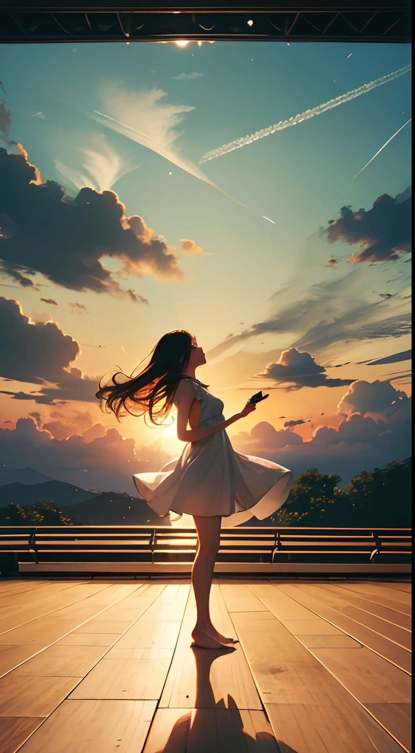 (best quality:1.4),1girl, on the stage, full of audiance, soft lighting,gentle breeze,sundress,blown hair,brightly lit room,mesmerizing artwork,natural sunlight,peaceful ambiance,captivating colors,serene atmosphere,subtle shadows