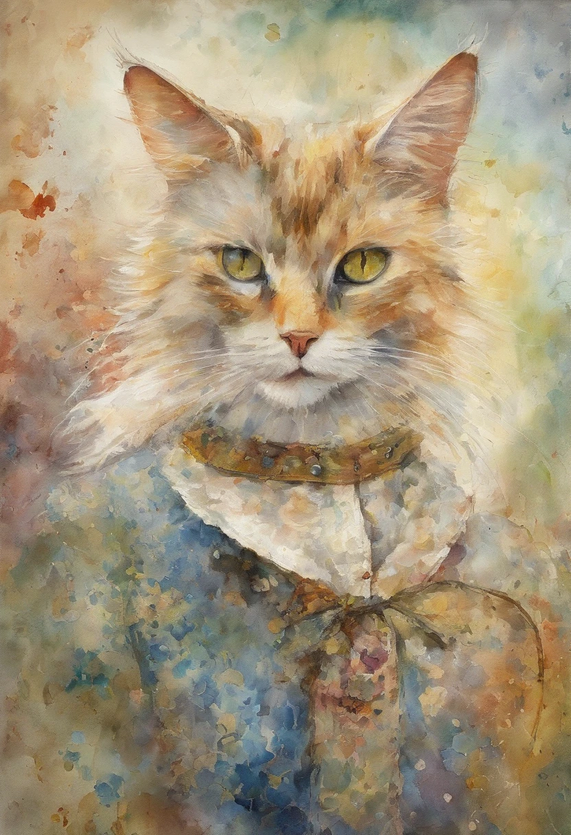 Cat-eared girl,Van Gogh's self-portrait::styles Pointillism styles、It's sir-like々It is made of big and small things.、Clear Color Dots、Highly detailed ::n_Style Anime、Photorealsitic、Deformed、glitched、highcontrast、noisy ::Seeds 1000