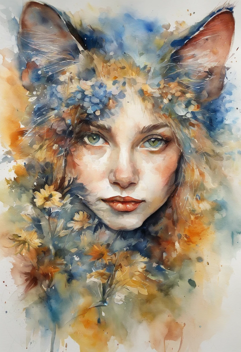 Cat-eared girl,Van Gogh's self-portrait::styles Pointillism styles、It's sir-like々It is made of big and small things.、Clear Color Dots、Highly detailed ::n_Style Anime、Photorealsitic、Deformed、glitched、highcontrast、noisy ::Seeds 1000