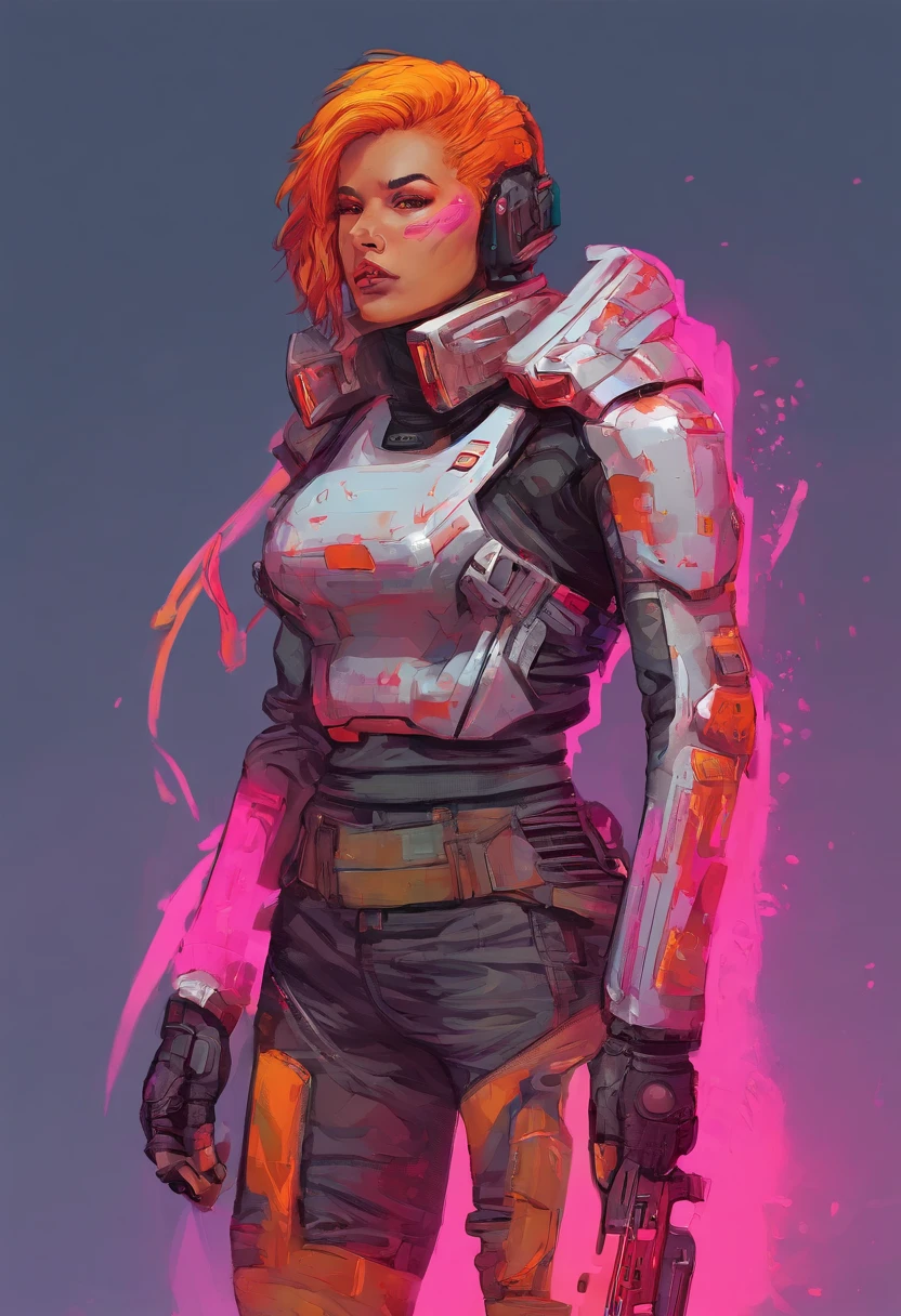 doom trooper femenino cabello largo pelirrojo, mexicana blanca, traje color negro con gris, sin casco y una arma de fuego, cuerpo completo, escenario de fuego
