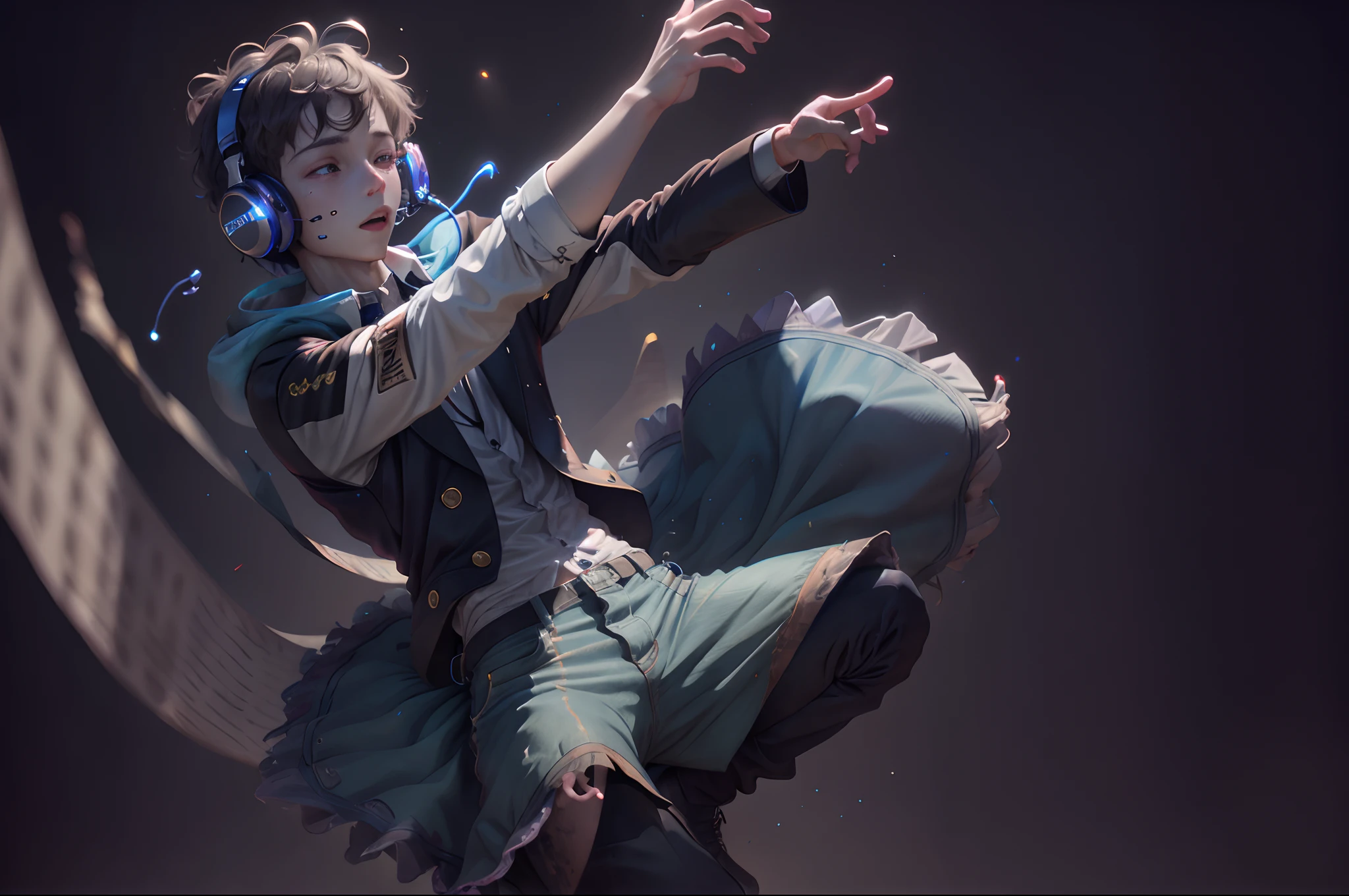A boy dancing with headphones