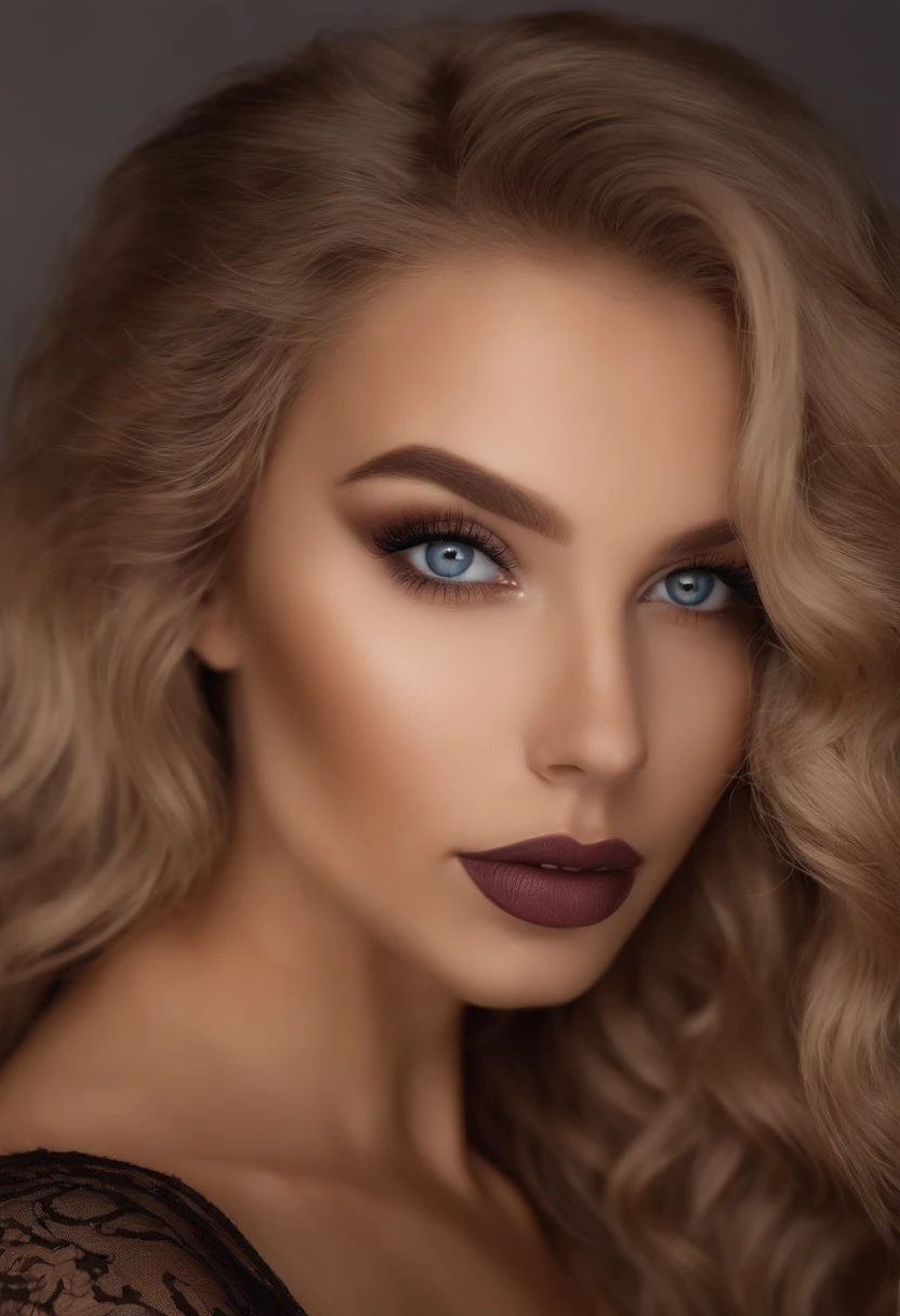 Arafed Frau komplett , Sexy girl with blue eyes,big lips, Ultra-realistisch, Akribisch detailliert, portrait sophie mudd, blonde hair and large eyes, Selfie einer jungen Frau, Kammeraugen, Violet Myers, Frei von Make-up, Natural makeup, Blick direkt in die Kamera, Gesicht mit Artgram, Dezentes Make-up, Great photo of the whole body kneeling on the bed, im Zimmer, medium to large bust size