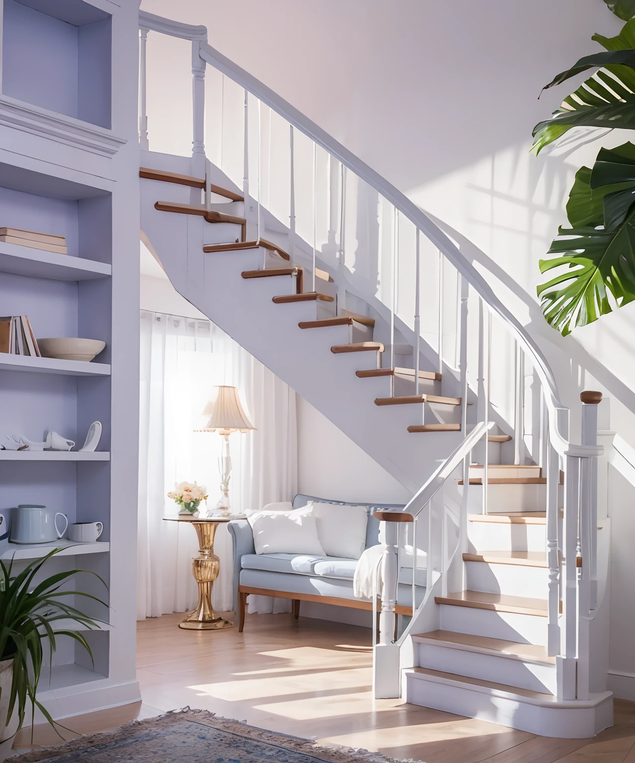 Stairs, villas, sofas