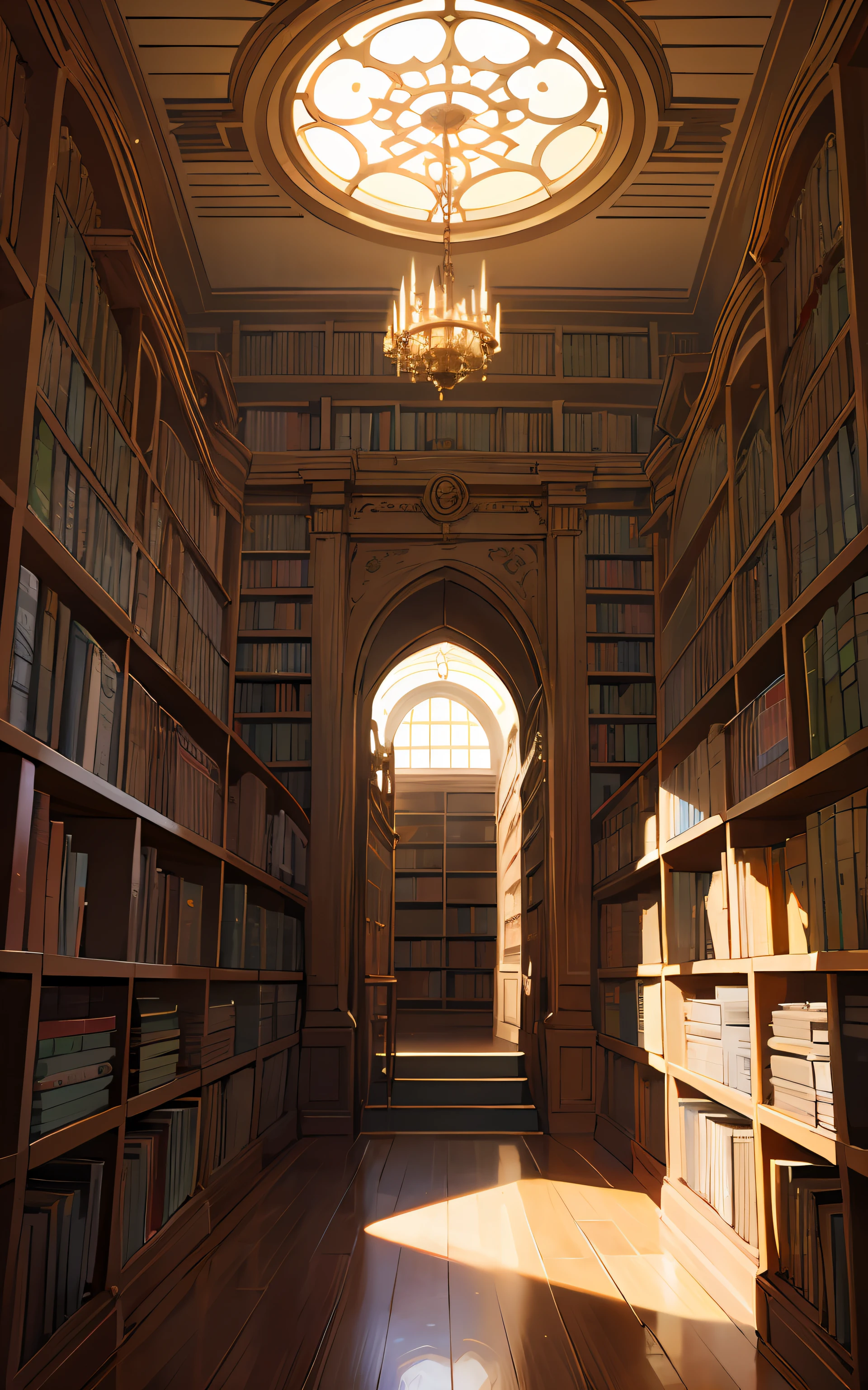 (Assunto) : Uma biblioteca antiga, (contexto): with rare books and historic parchments,imagination, (Realistic), detalhes intrincados
