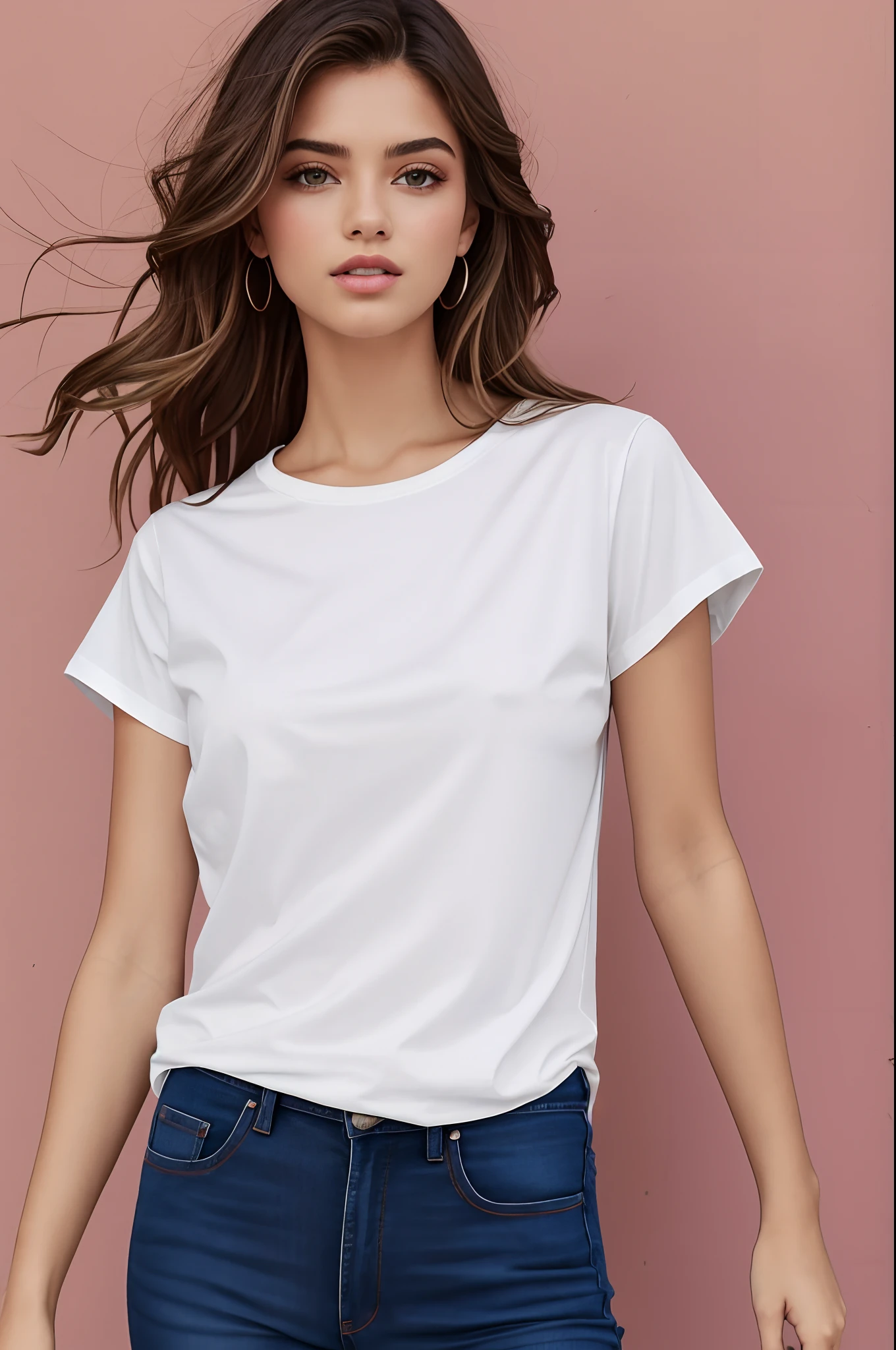 uma mulher de camisa branca e jeans posa para uma foto, camiseta branca, T-shirt branca, camiseta branca, tshirt branca lisa, vestido com uma camiseta branca, vestido com uma camiseta branca, tampo branco, casual white garment, roupas brancas da moda, vestindo uma camisa branca, camisa branca, vestindo camisa branca, camisa branca fina, white clothing