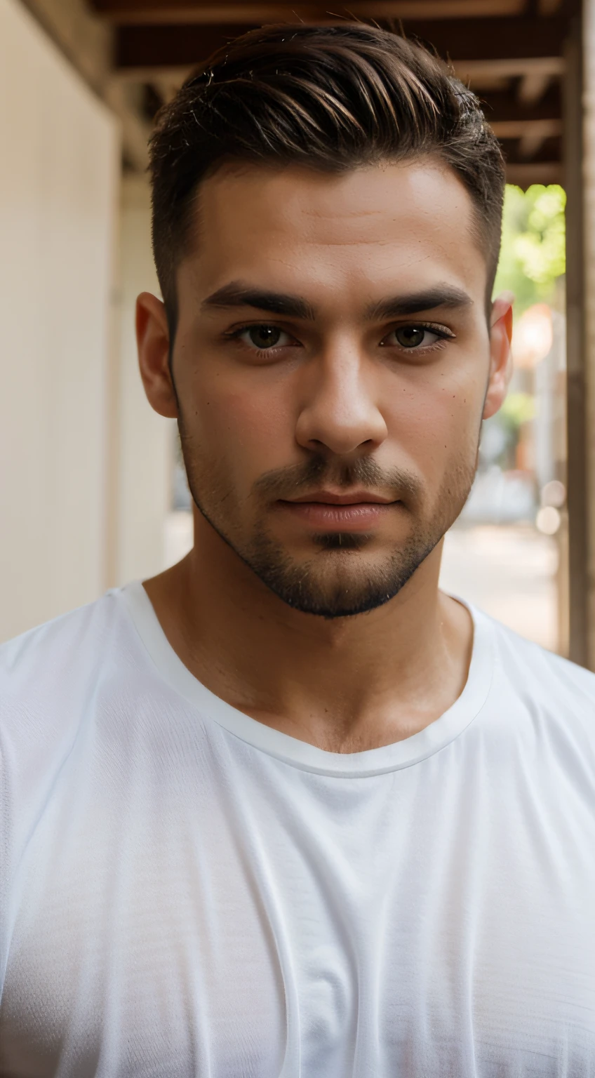 bulgarian man in a white shirt looking at the camera, handsome male, attractive male, very attractive man with beard, attractive man, handsome man, handsome attractive face, with a small beard, young man with beautiful face, attractive young man, lean man with light tan skin, details on face, details skin, color style, realistic, high details, details skin, hyperrealistic, portrait, Eyes in camera, 8k, face in the center