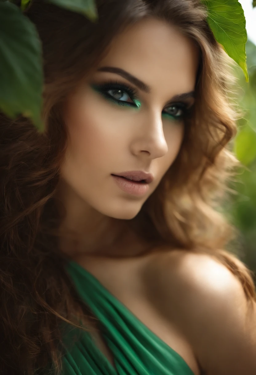 Fille sexy yeux verts maquillage naturel