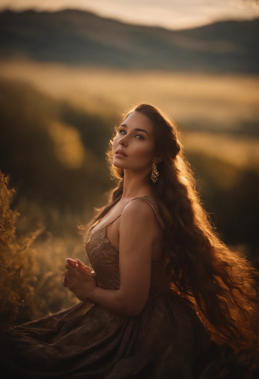 masterpiece, best quality, movie still, 1girl, cloud girl, floating in the sky, close-up, bright, happy, warm soft lighting, sunset, (sparks:0.7)