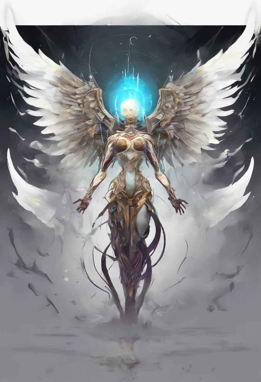 Splash art, ((a one singular human eyeball with angel wings attached to the back)), ((white background)), image, fit in frames, piercing eyes, epic Instagram, artstation, splash style of colorful paint, contour, hyperdetailed intricately detailed , unreal engine, fantastical, intricate detail, splash screen, complementary colors, fantasy concept art, 8k resolution, deviantart masterpiece, oil painting, heavy strokes, paint dripping, splash arts